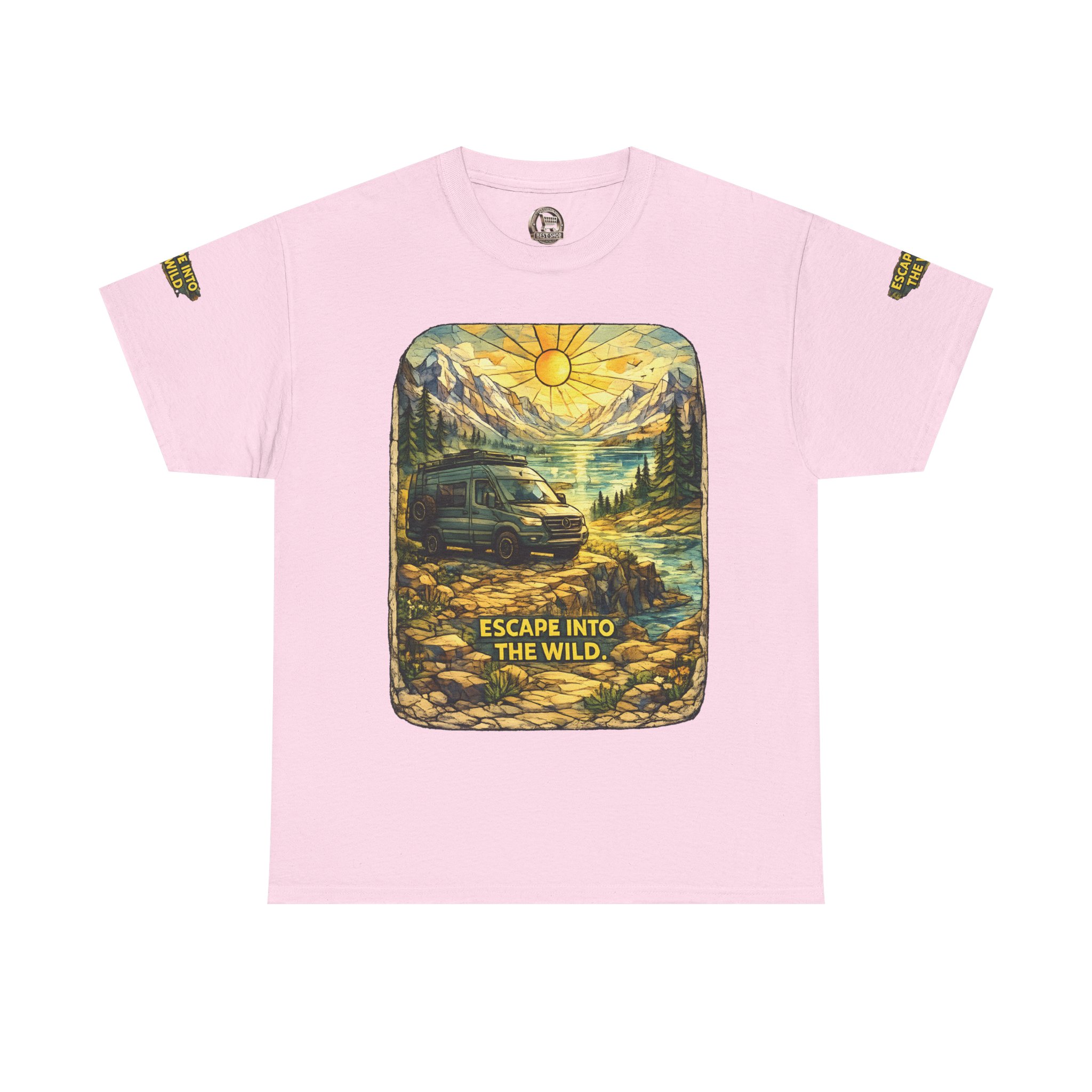 Unisex Heavy Cotton Tee — "Escape Into The Wild" Design Cubic-Line