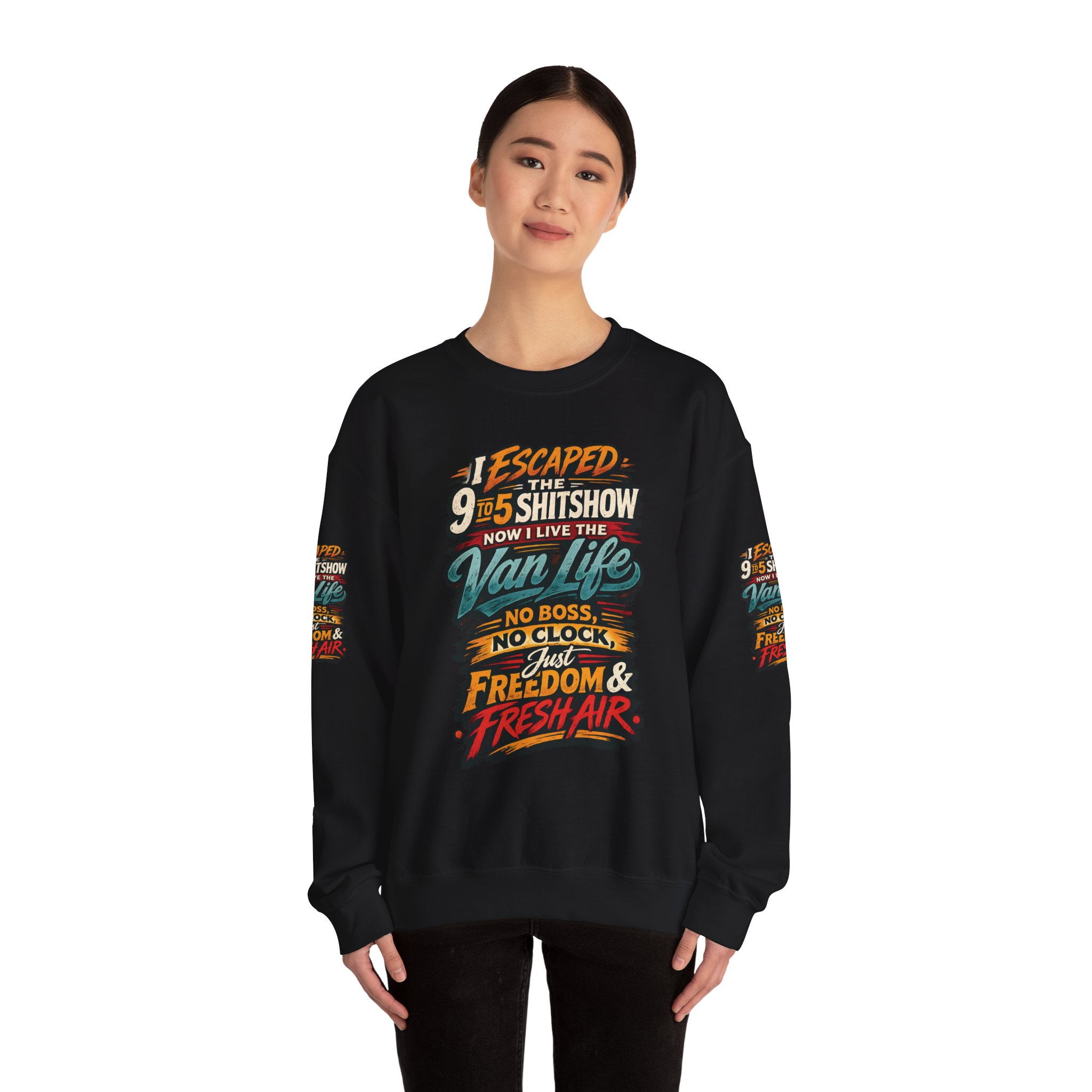 7048773970968826201_2048.jpeg Unisex Heavy Blend™ Crewneck Sweatshirt — "I Escaped The 9 To 5" Design F**K-Line
