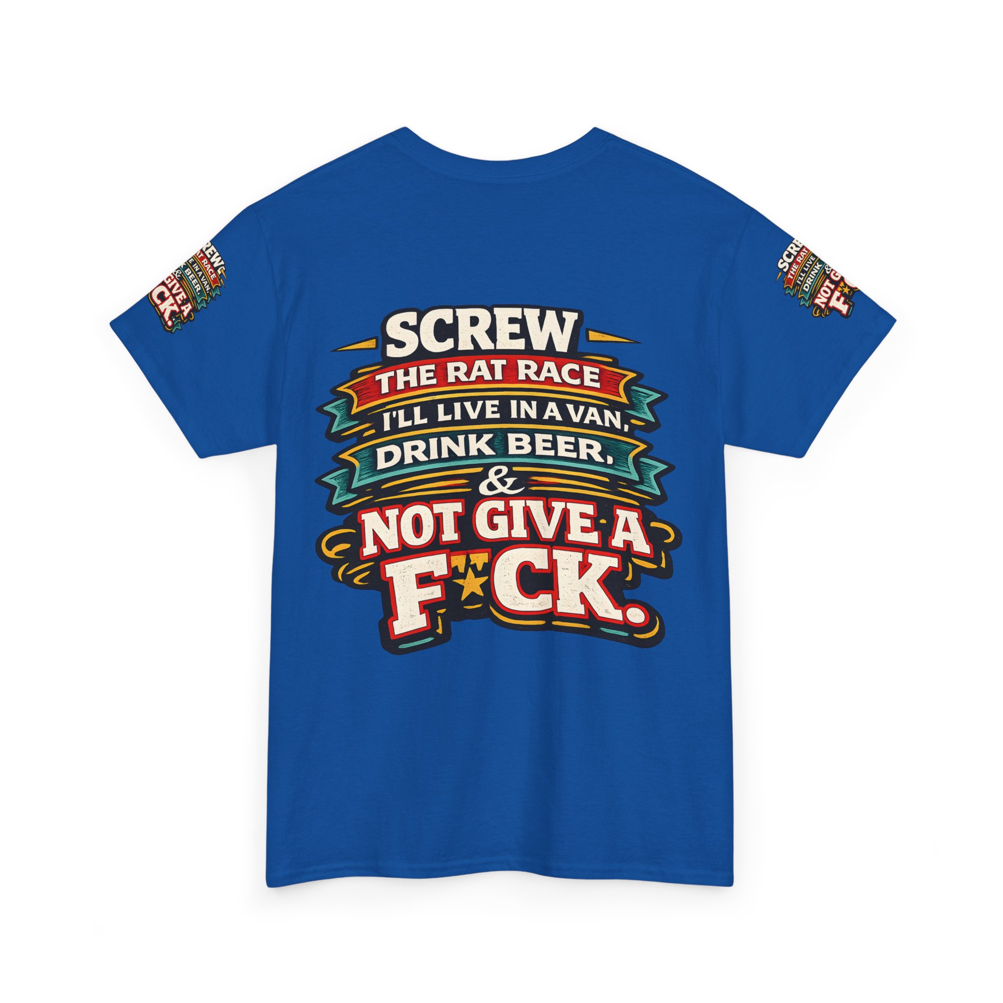 Unisex Heavy Cotton Tee — "Screw The Rat Race" Design F**K-Line