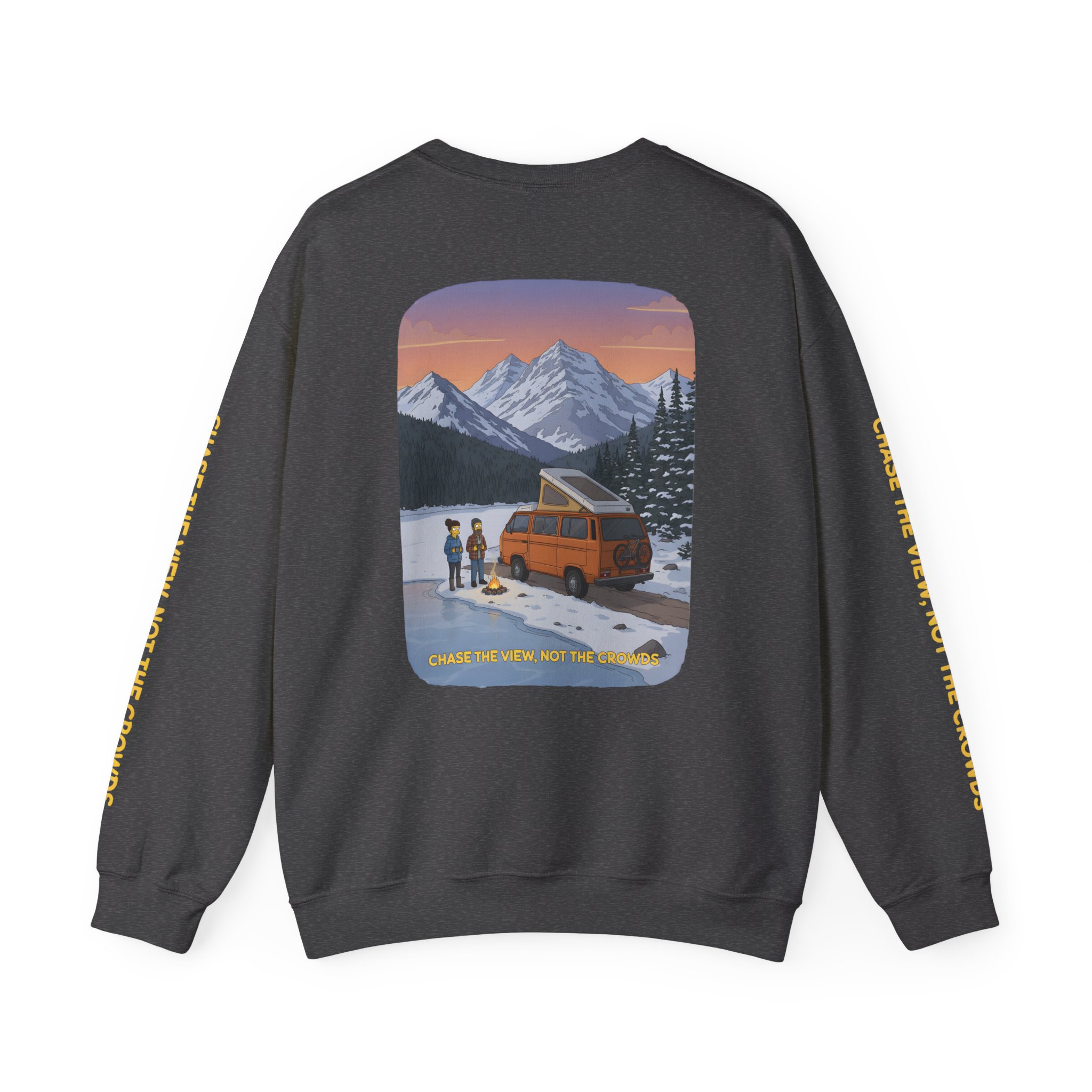 Unisex Heavy Blend™ Crewneck Sweatshirt — "Chase The Views-Not The Crowds"" Design Sitcom-Line
