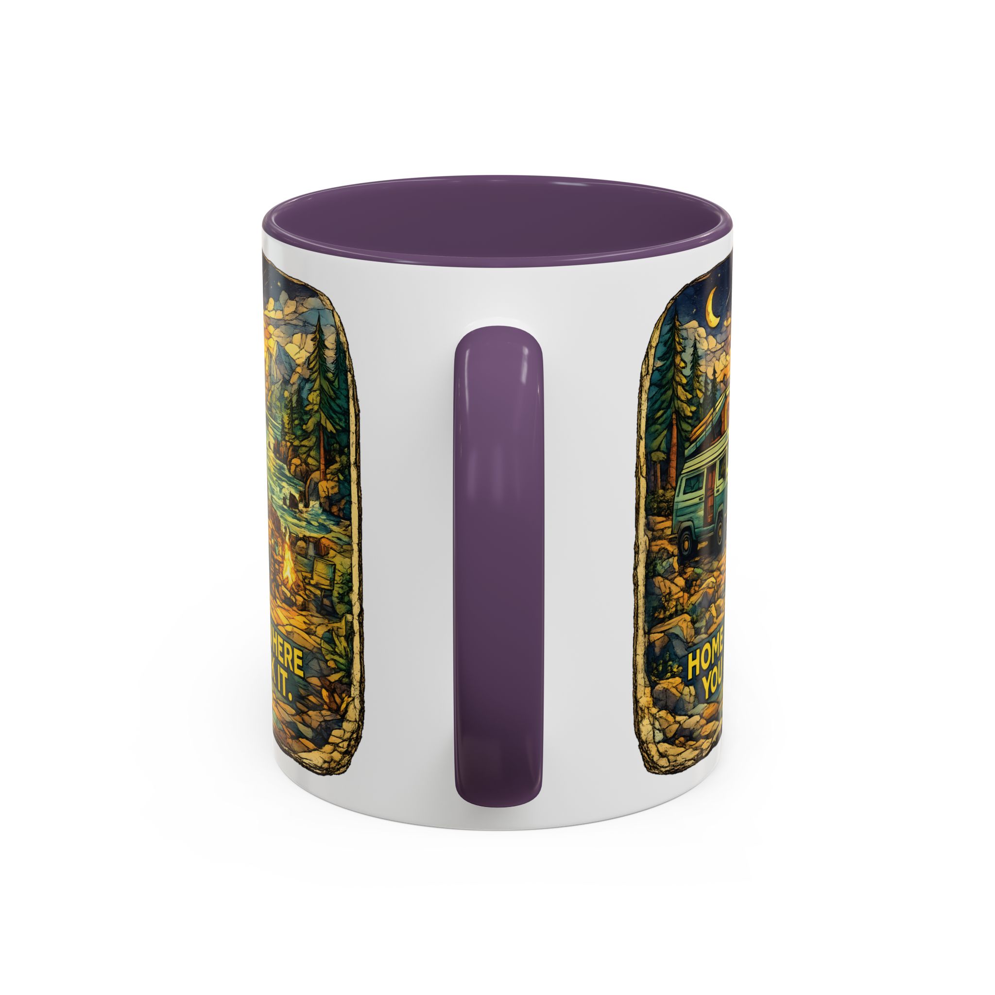 Accent Coffee Mug (11, 15oz) — "Home Is Where You Park It" Design Cubic-Line