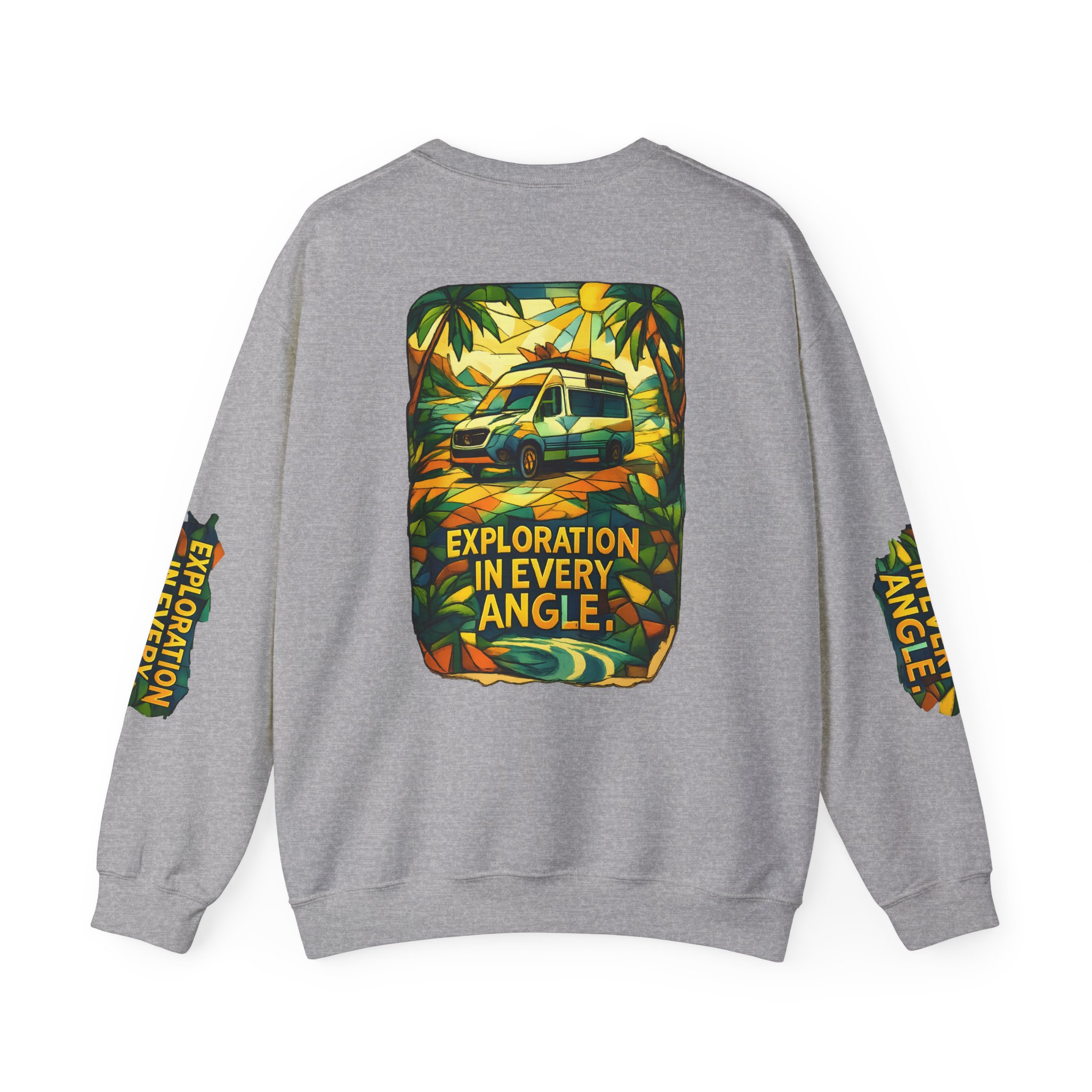 Unisex Heavy Blend™ Crewneck Sweatshirt — "Exploration In Every Angle" Design Cubic-Line