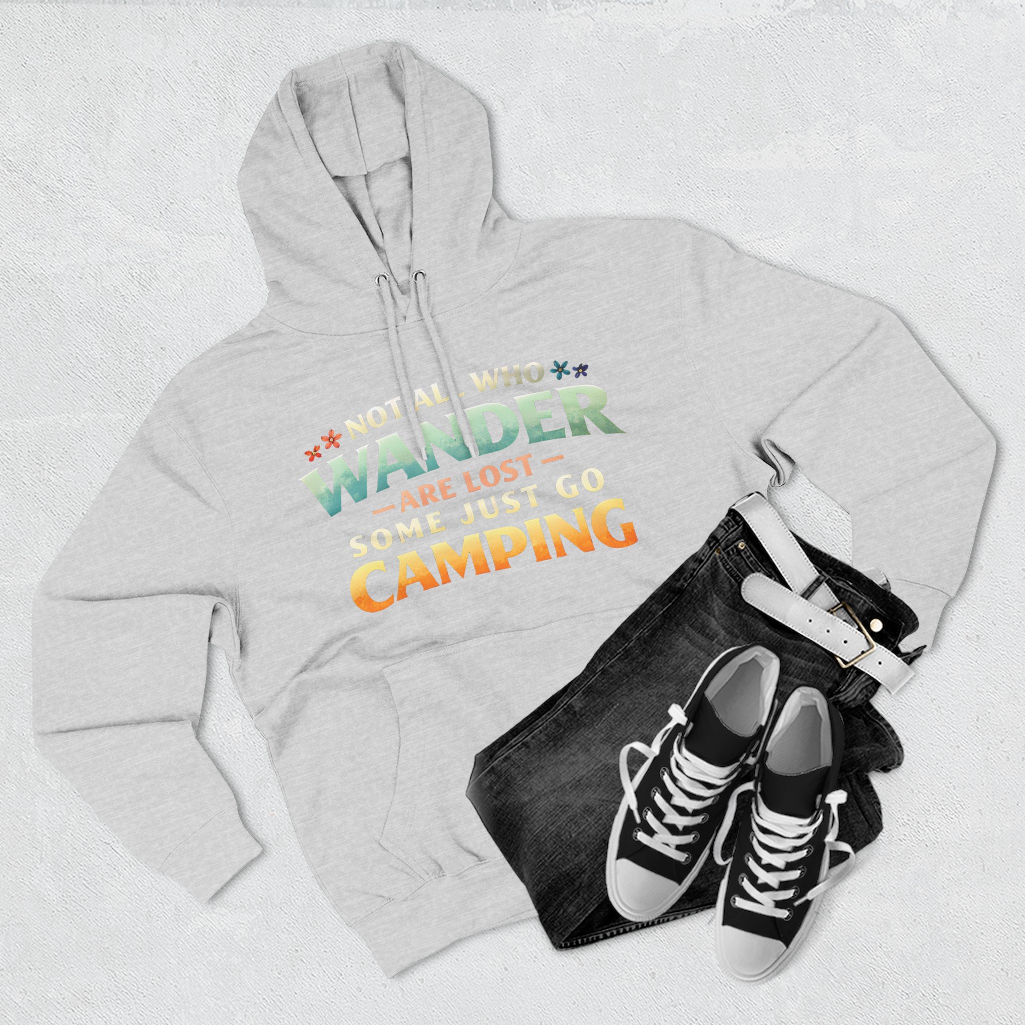 Three-Panel Fleece Hoodie - "Not All Who Wander Are Lost " Design Scenic-Line