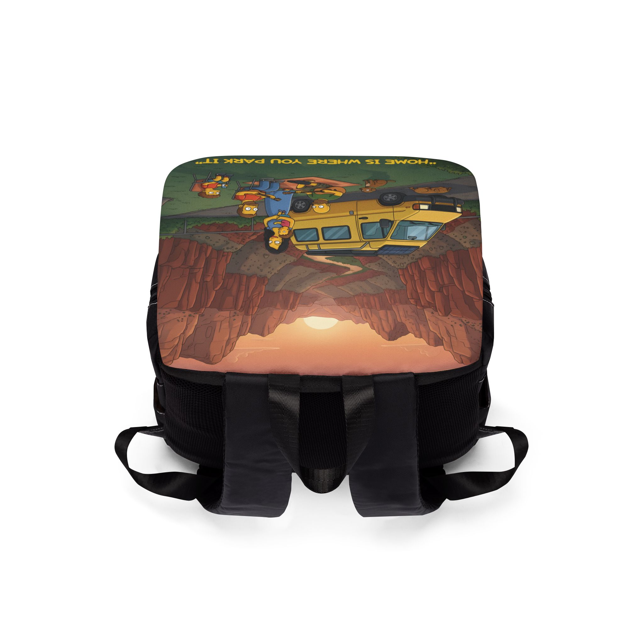 Unisex Casual Shoulder Backpack — "Home Is Where You Park It" Design Sitcom-Line