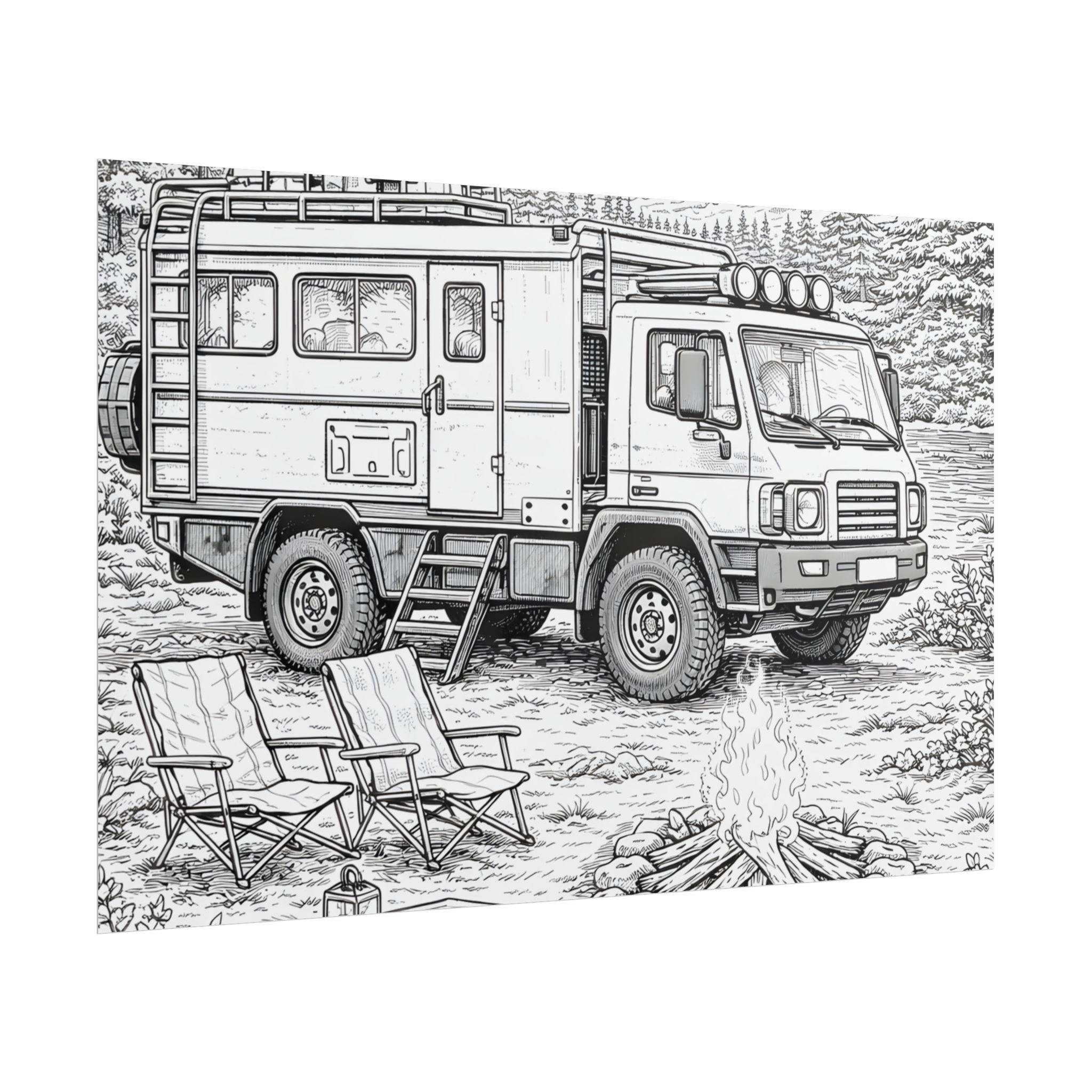 Campervan Poster — Vintage RV Camping Landscape Wall Art