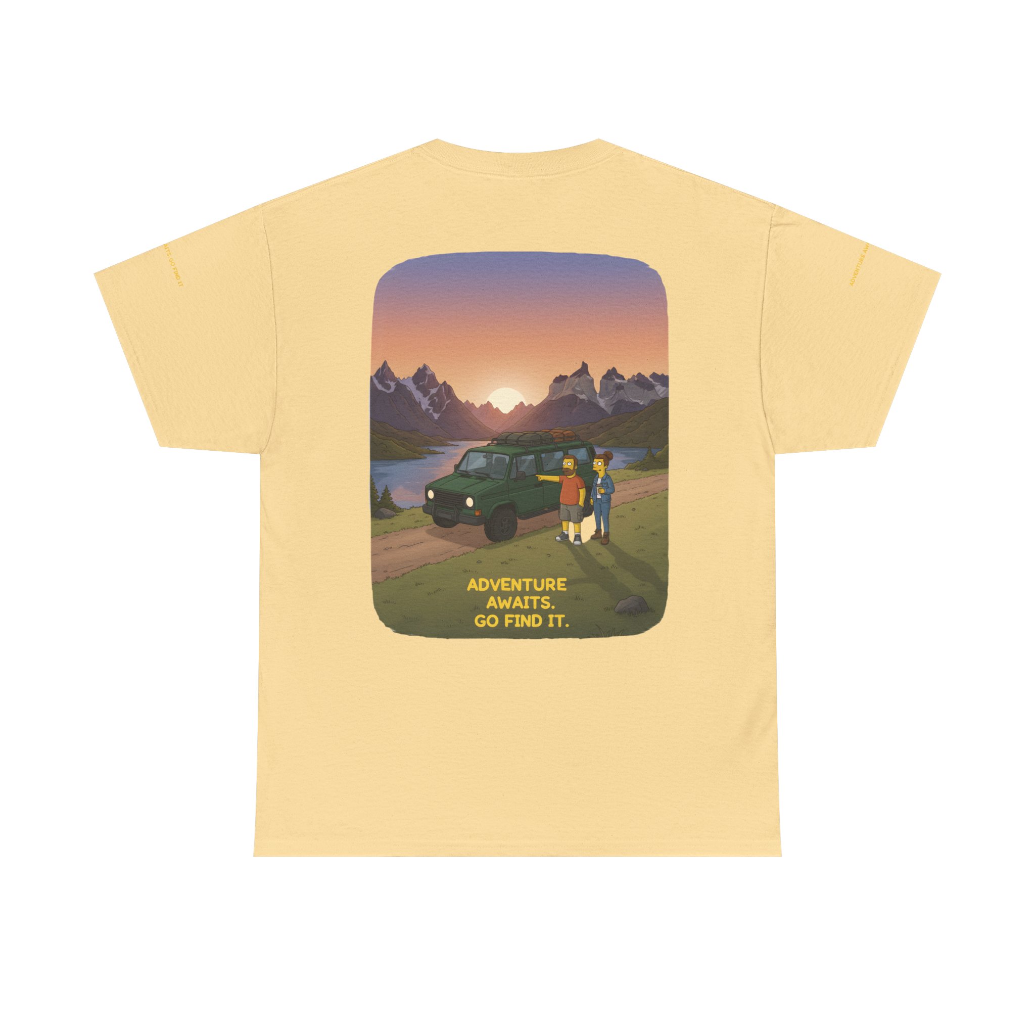 Unisex Heavy Cotton Tee — "Adventure Awaits-Go Find It" Design Sitcom-Line