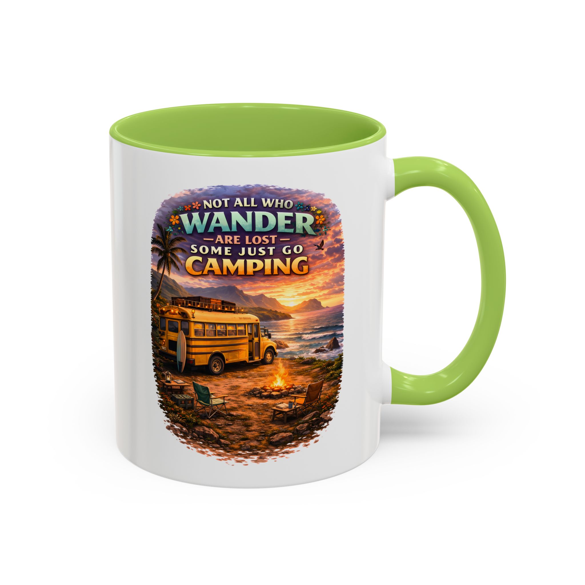 Accent Coffee Mug (11, 15oz) — "Not All Who Wander Are Lost" Design Scenic-Line