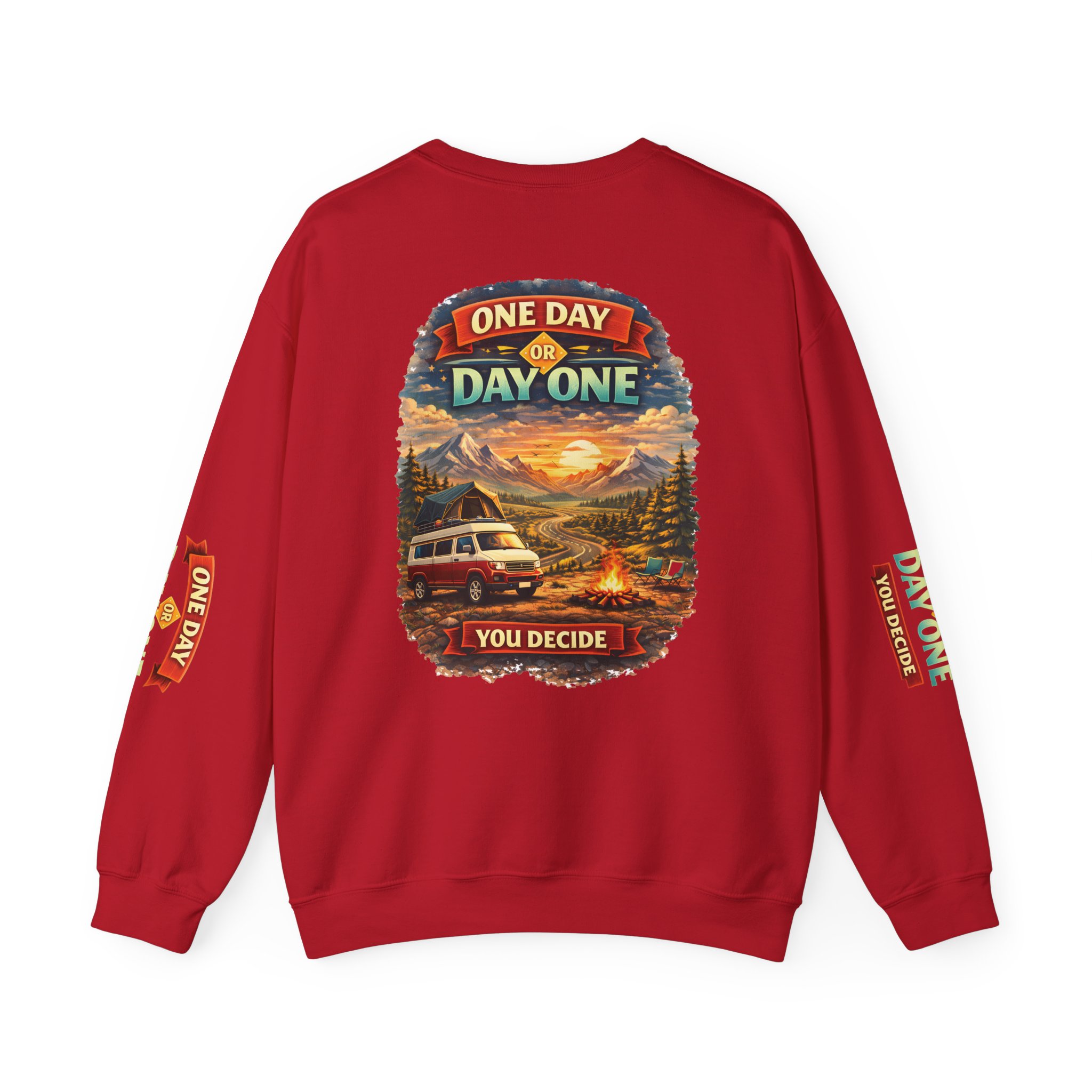 Unisex Heavy Blend™ Crewneck Sweatshirt — "One Day Or Day One" Design Scenic-Line