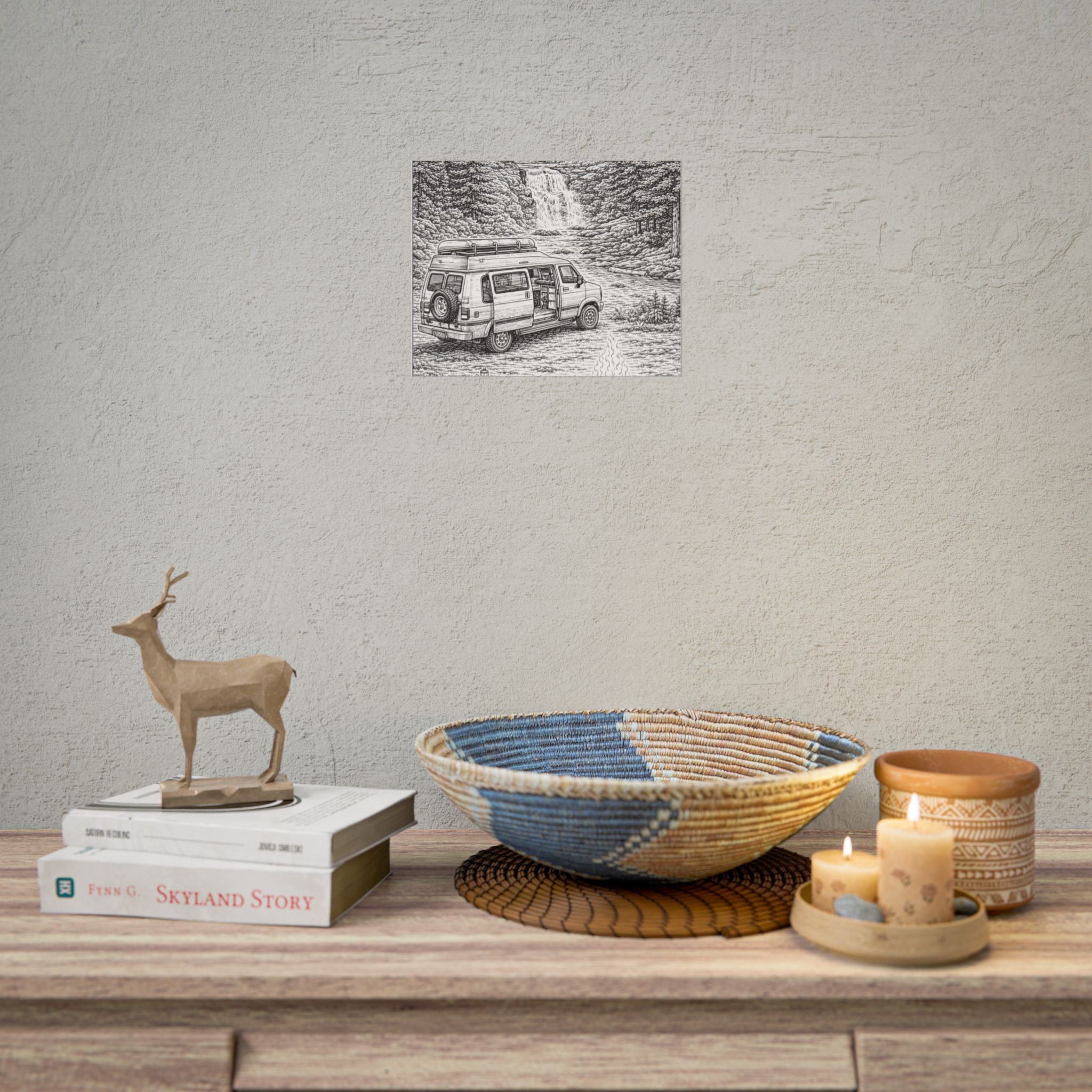 Campervan Poster — Vintage RV Camping Landscape Wall Art