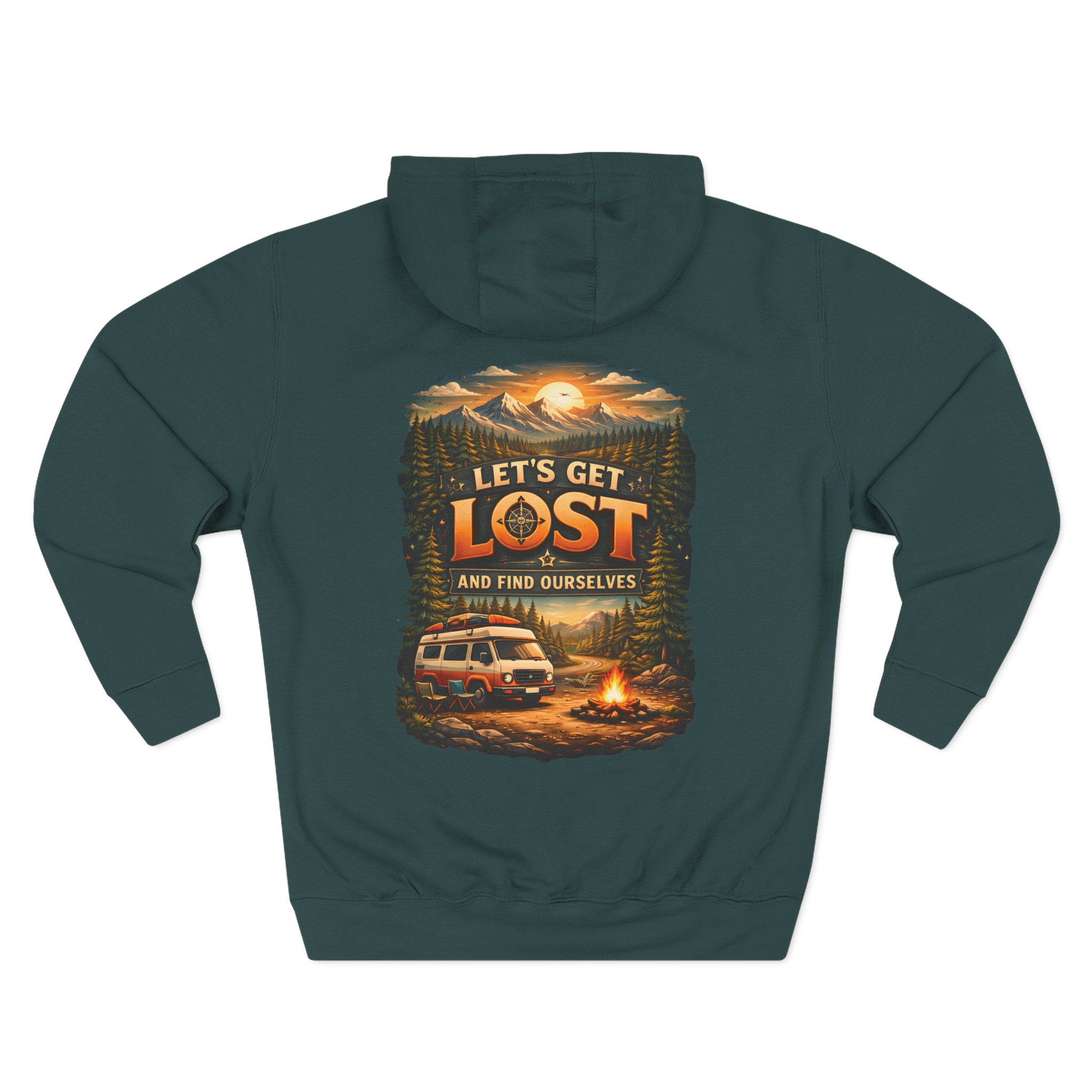 Three-Panel Fleece Hoodie - "Let´s Get Lost And Found Ourselfs" Design Scenic-Line
