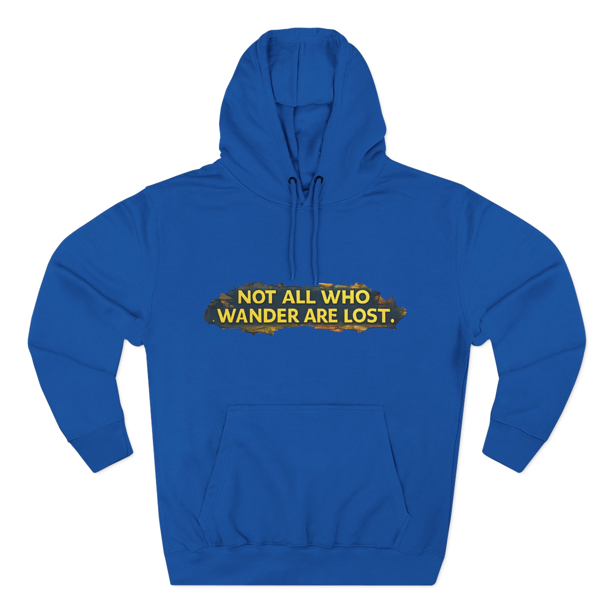 7072501486603657464_2048.jpeg Three-Panel Fleece Hoodie - "Not All Who Wander Are Lost" Design Cubic-Line