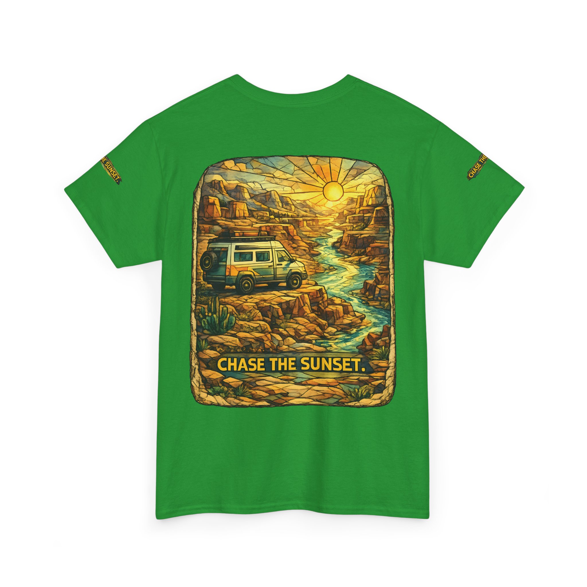 7074145565137224280_2048.jpeg Unisex Heavy Cotton Tee — "Chase The Sunset" Design Cubic-Line
