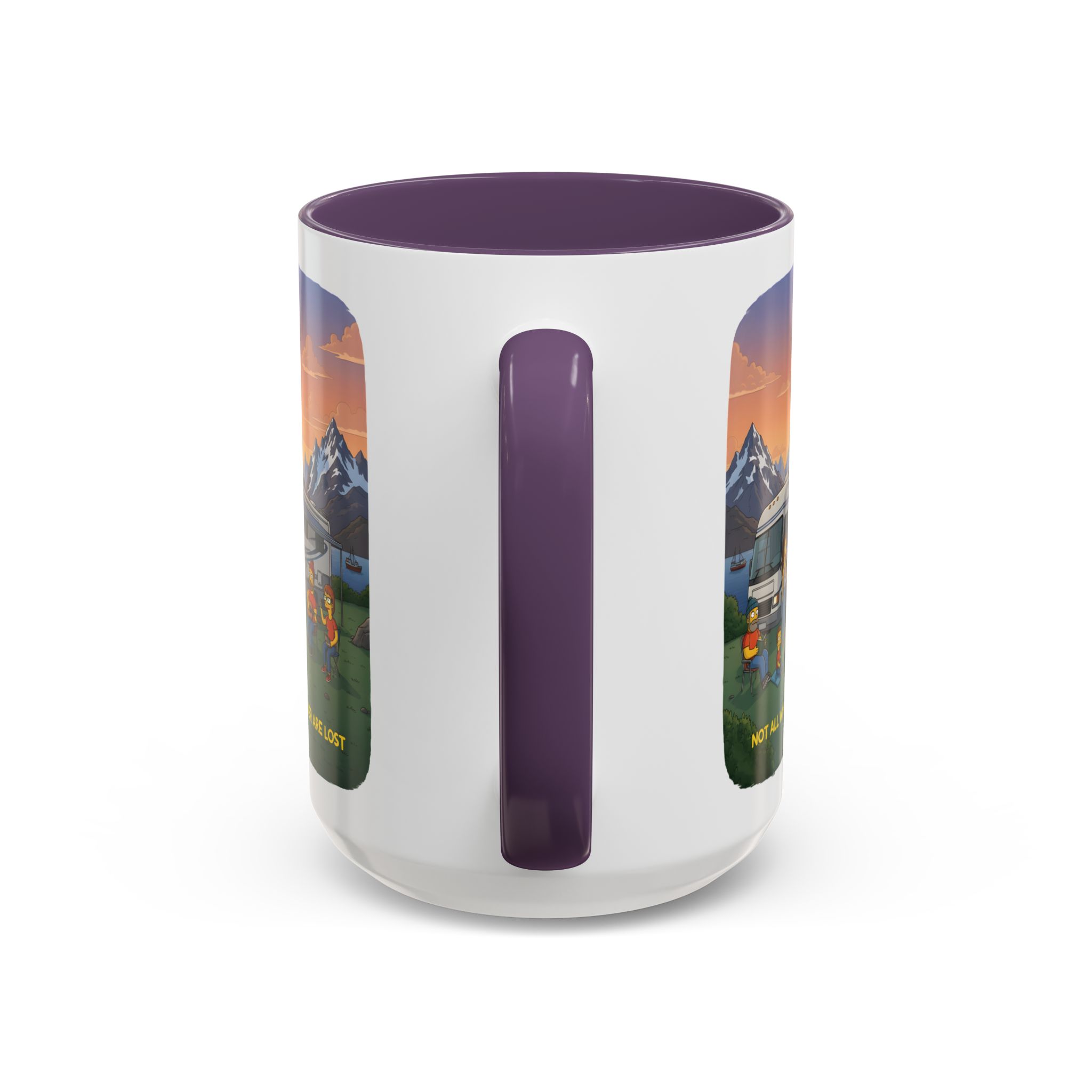 Accent Coffee Mug (11, 15oz) — "Not All Who Wander Are Lost" Design Sitcom-Line