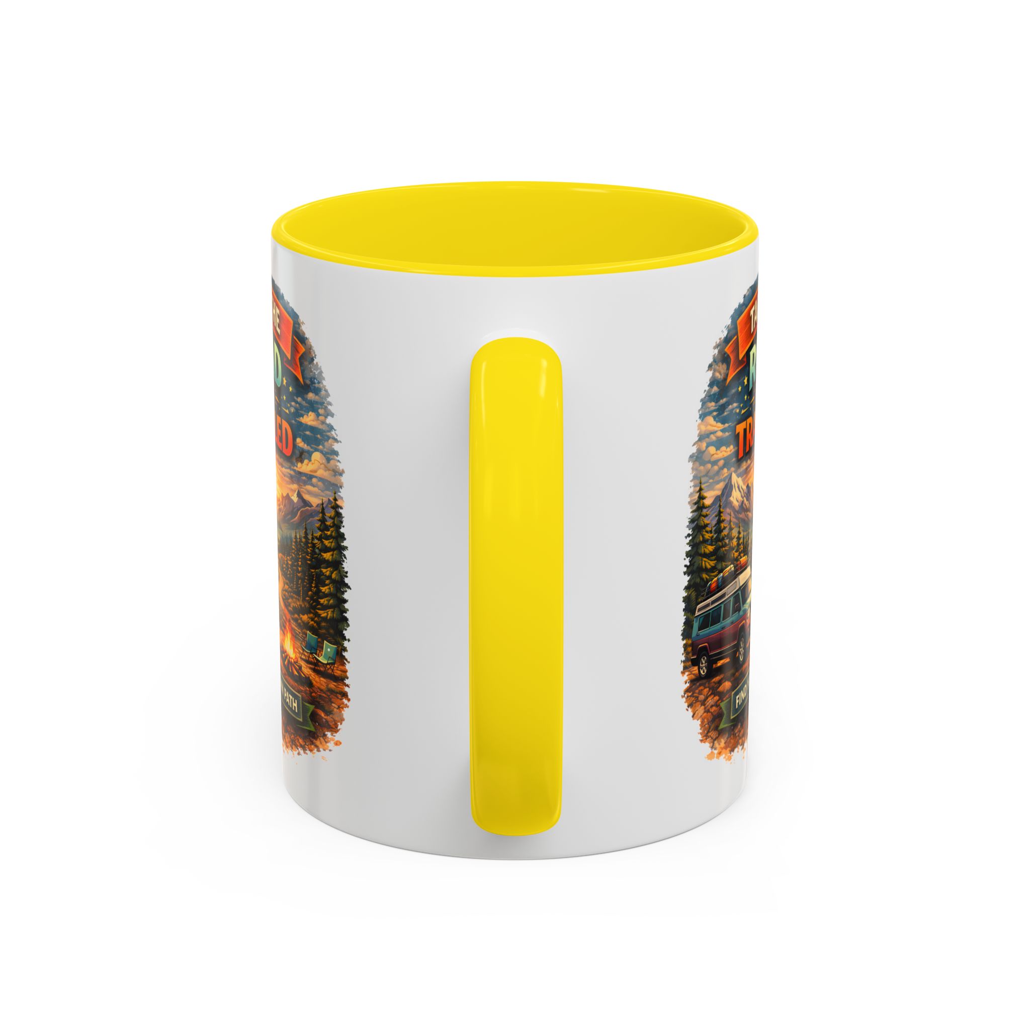 7079513994761460582_2048.jpeg Accent Coffee Mug (11, 15oz) — "Take The Road Less Traveled" Design Scenic-Line