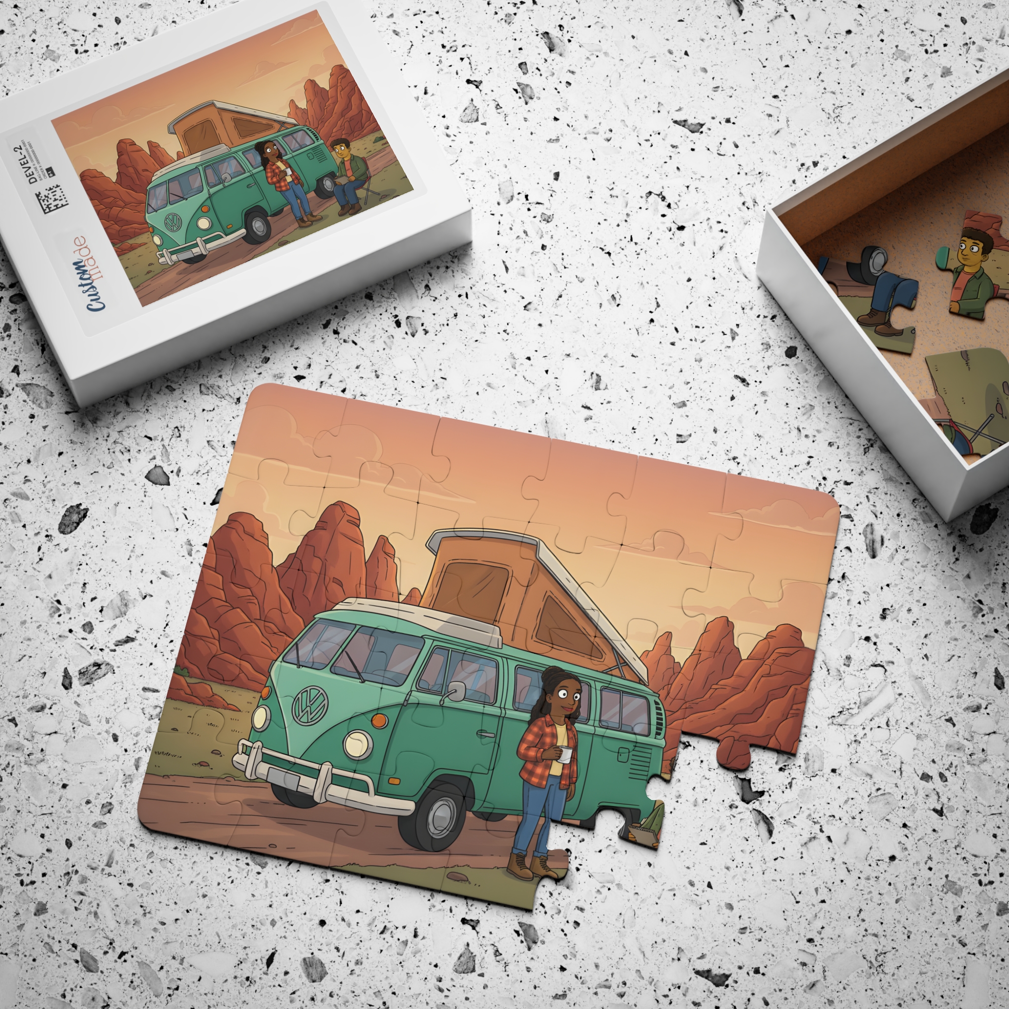 Kids' 30‑Piece Camping Puzzle — Retro Camper Road Trip Scene