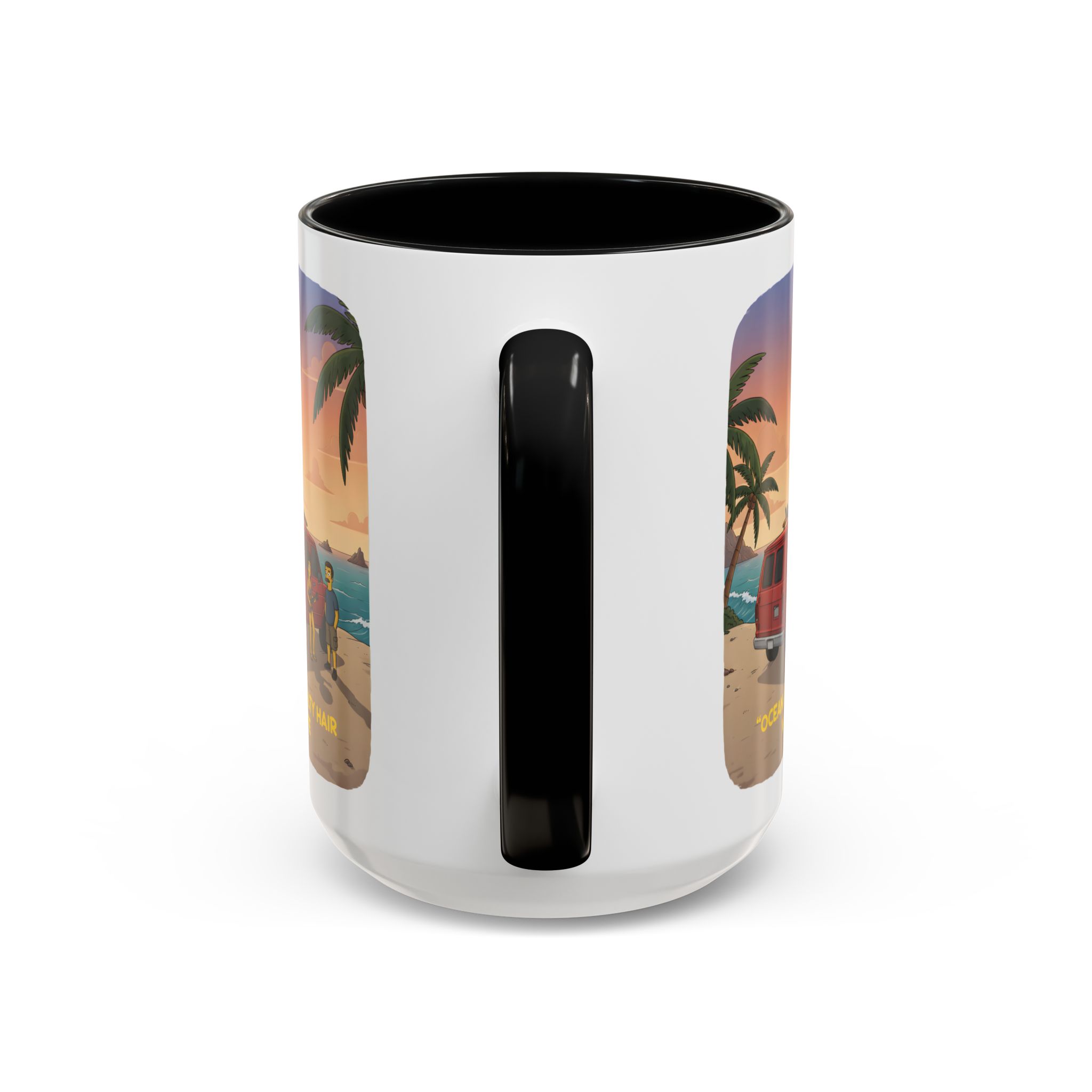 Accent Coffee Mug (11, 15oz) — "Ocean Air Salty Hair Van Life" Design Sitcom-Line