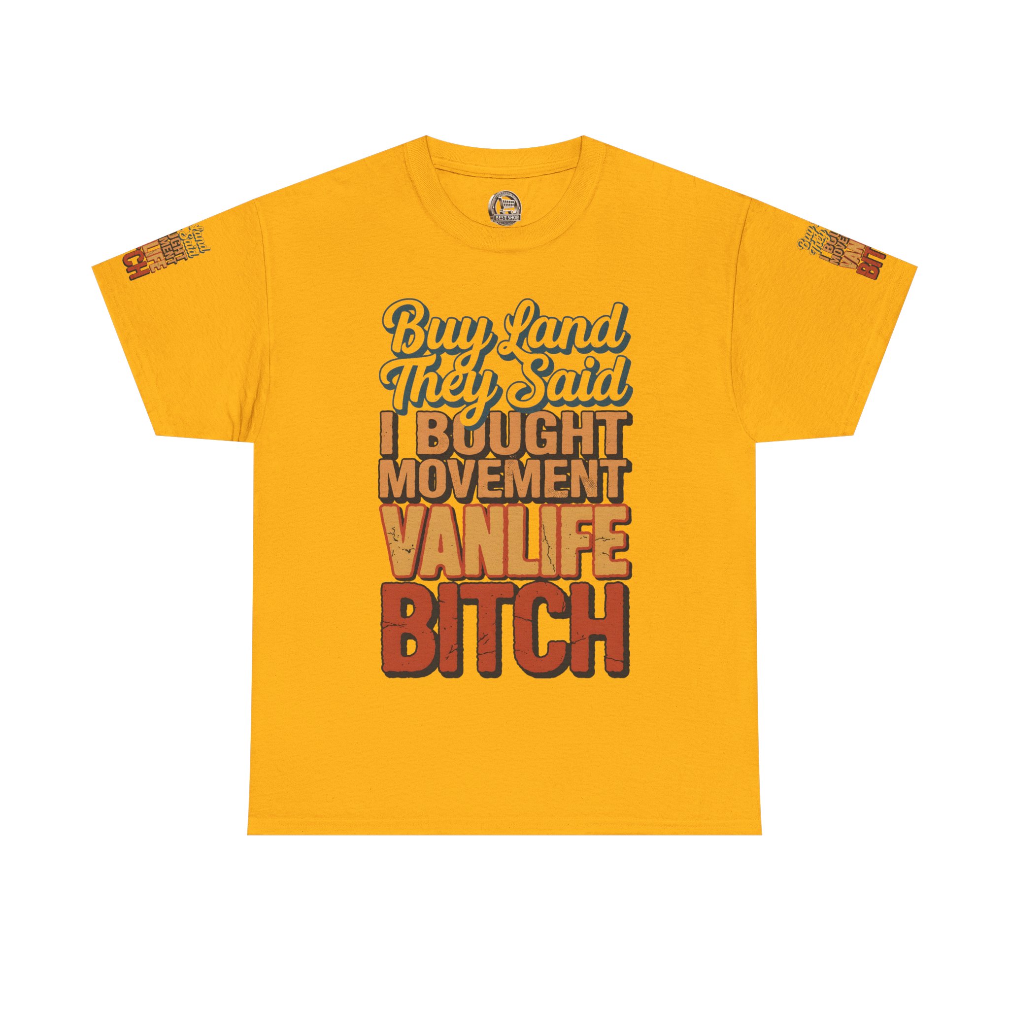 Unisex Heavy Cotton Tee — "Buy Land They Said" Design F**K-Line