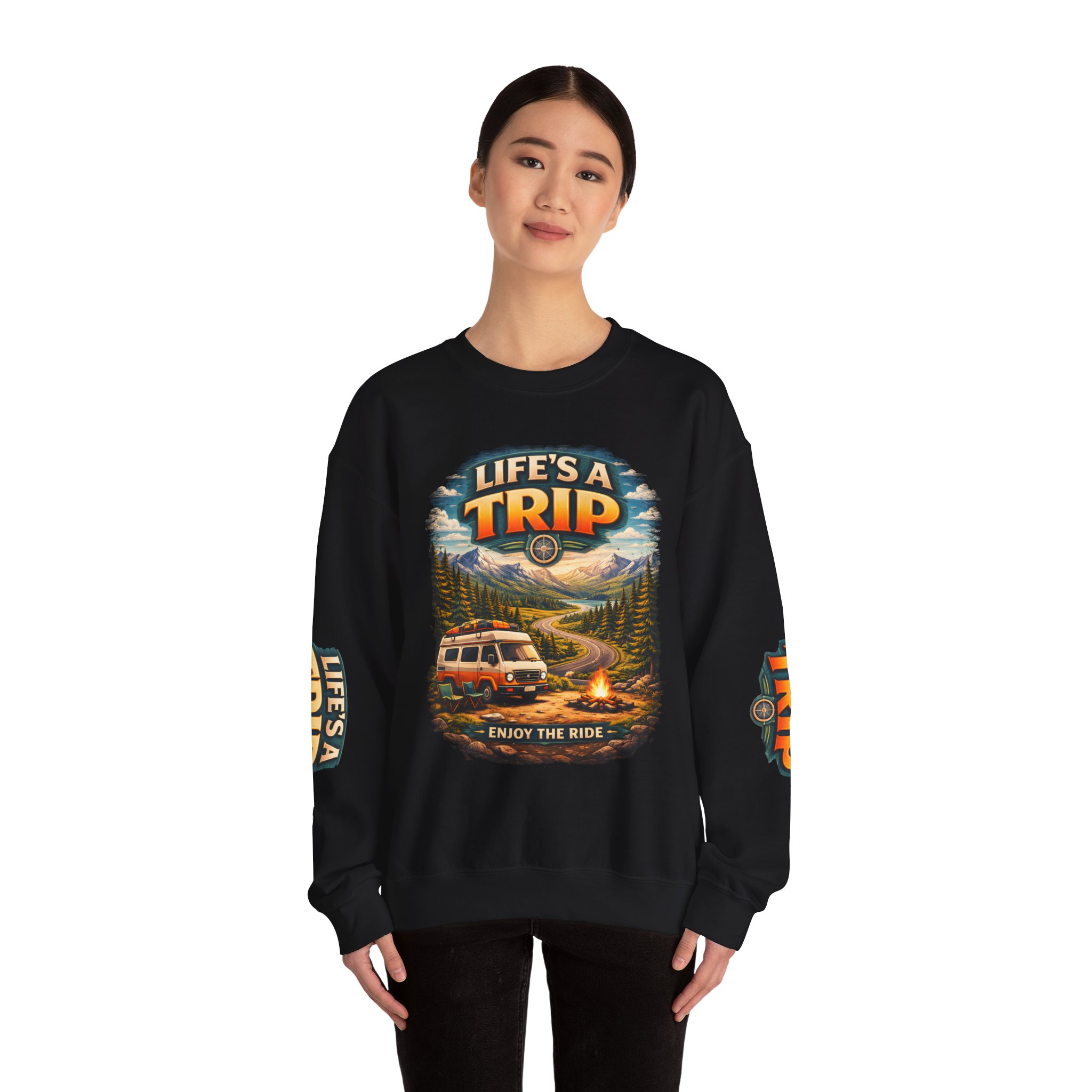 Unisex Heavy Blend™ Crewneck Sweatshirt — "Life s A Trip" Design Scenic-Line