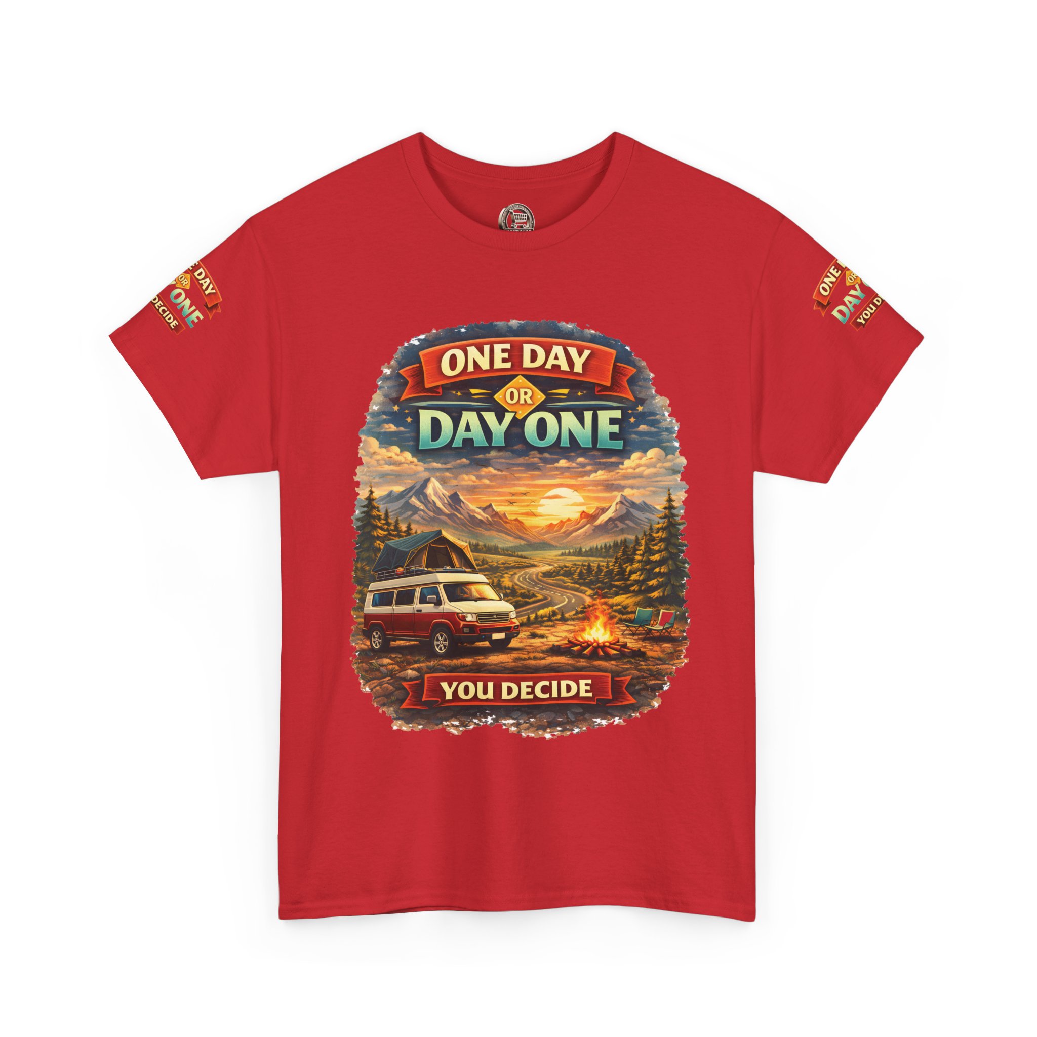 7089008933022589124_2048.jpeg Unisex Heavy Cotton Tee — "One Day Or Day One" Design Scenic-Line