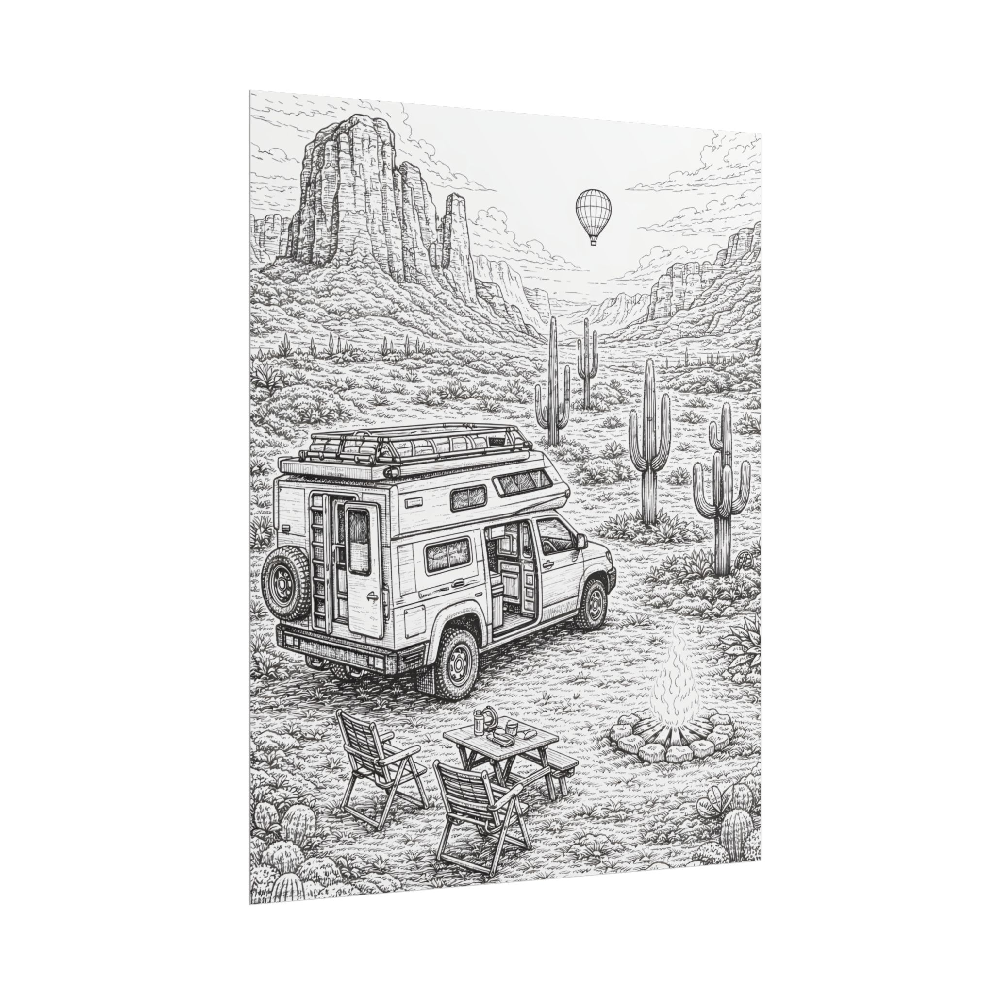 Campervan Poster — Vintage RV Camping Landscape Wall Art