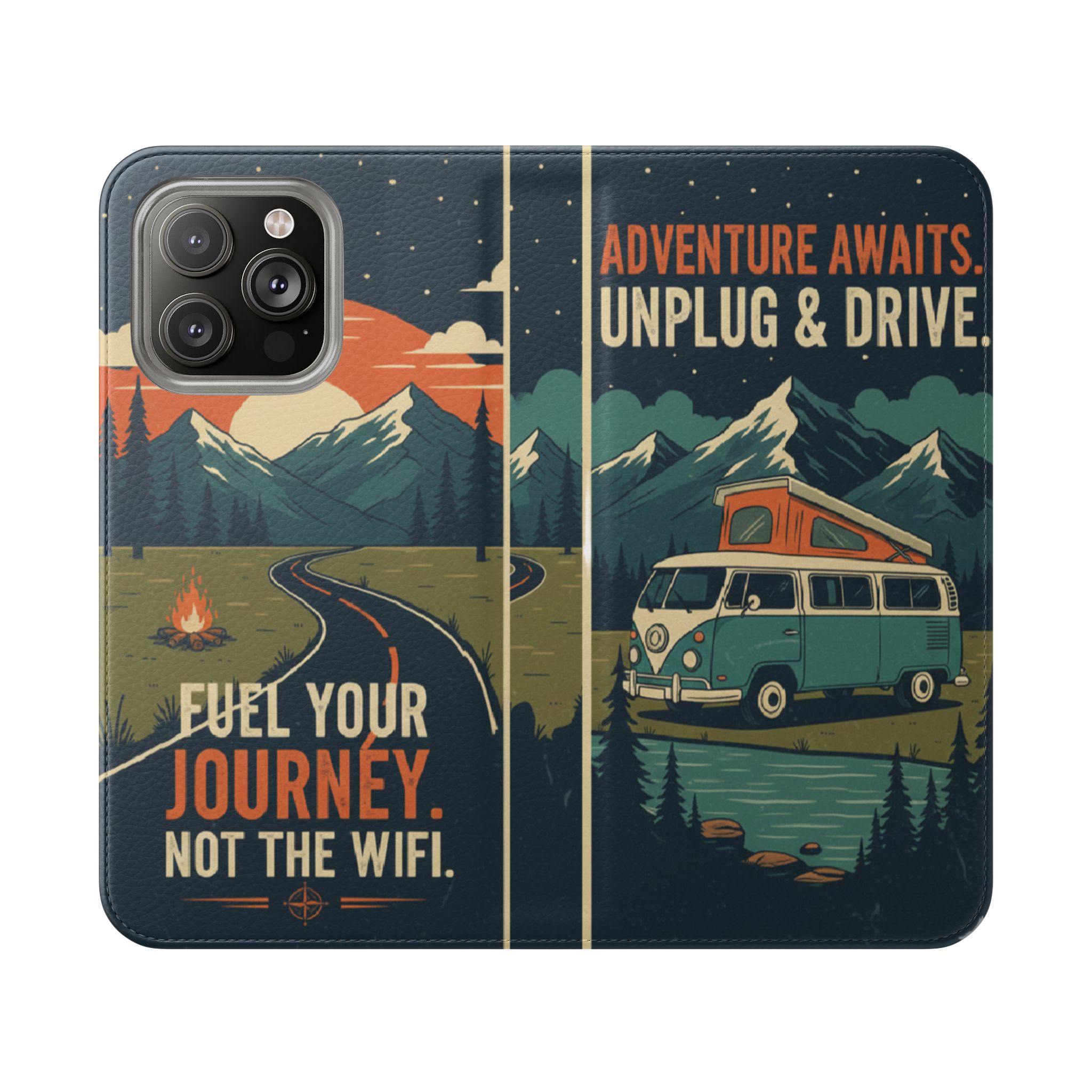 Flip Phone Case — "Fuel Your Journey, Not the Wifi" Wallet Cover