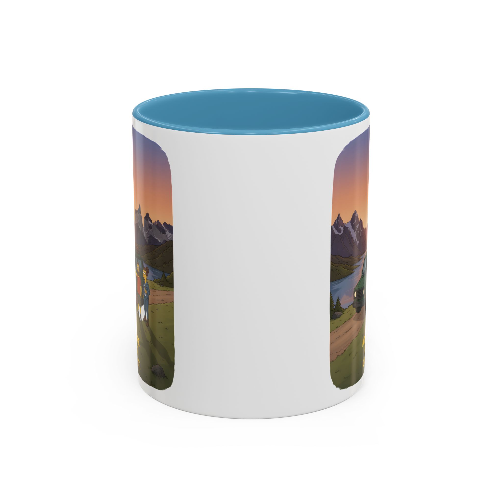 Accent Coffee Mug (11, 15oz) — "Adventure Awaits-Go Find It" Design Sitcom-Line