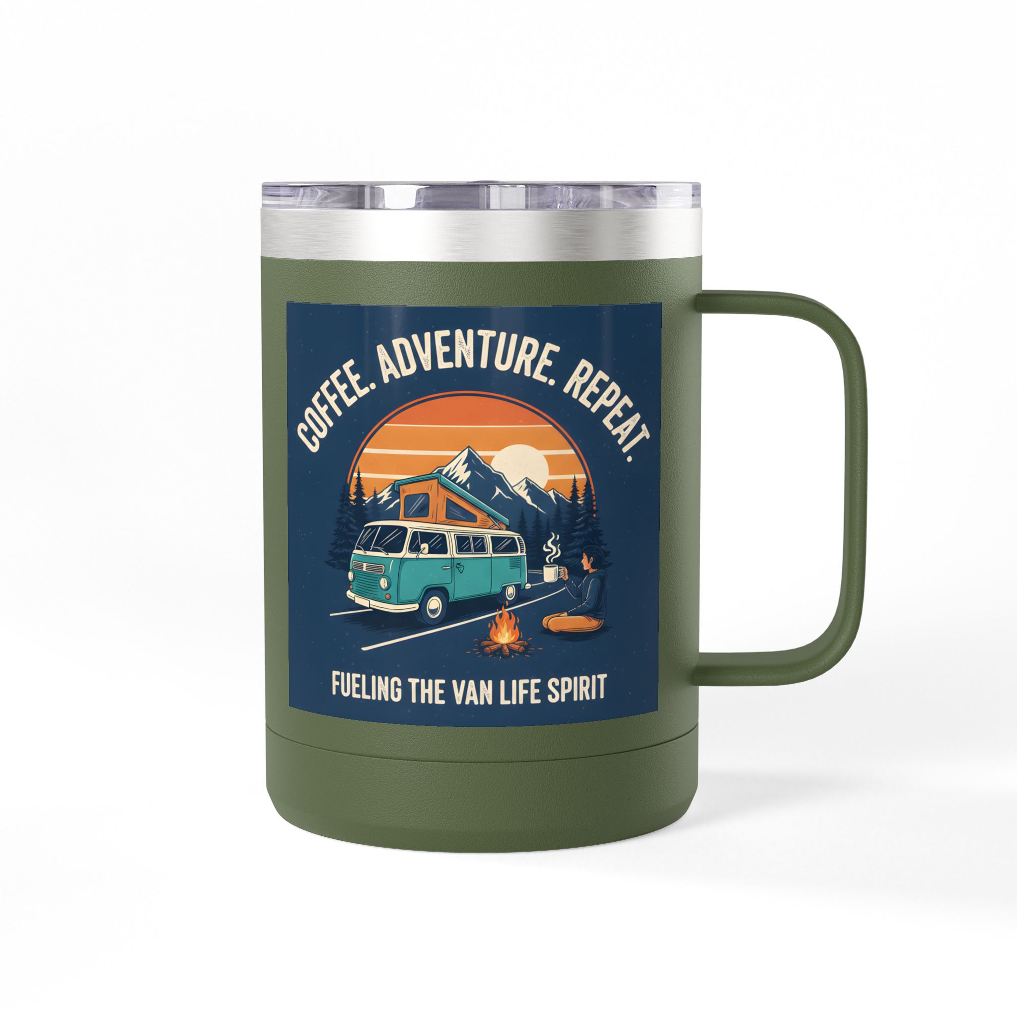 Coffee Mug Tumbler, 15oz — “Coffee. Adventure. Repeat.”