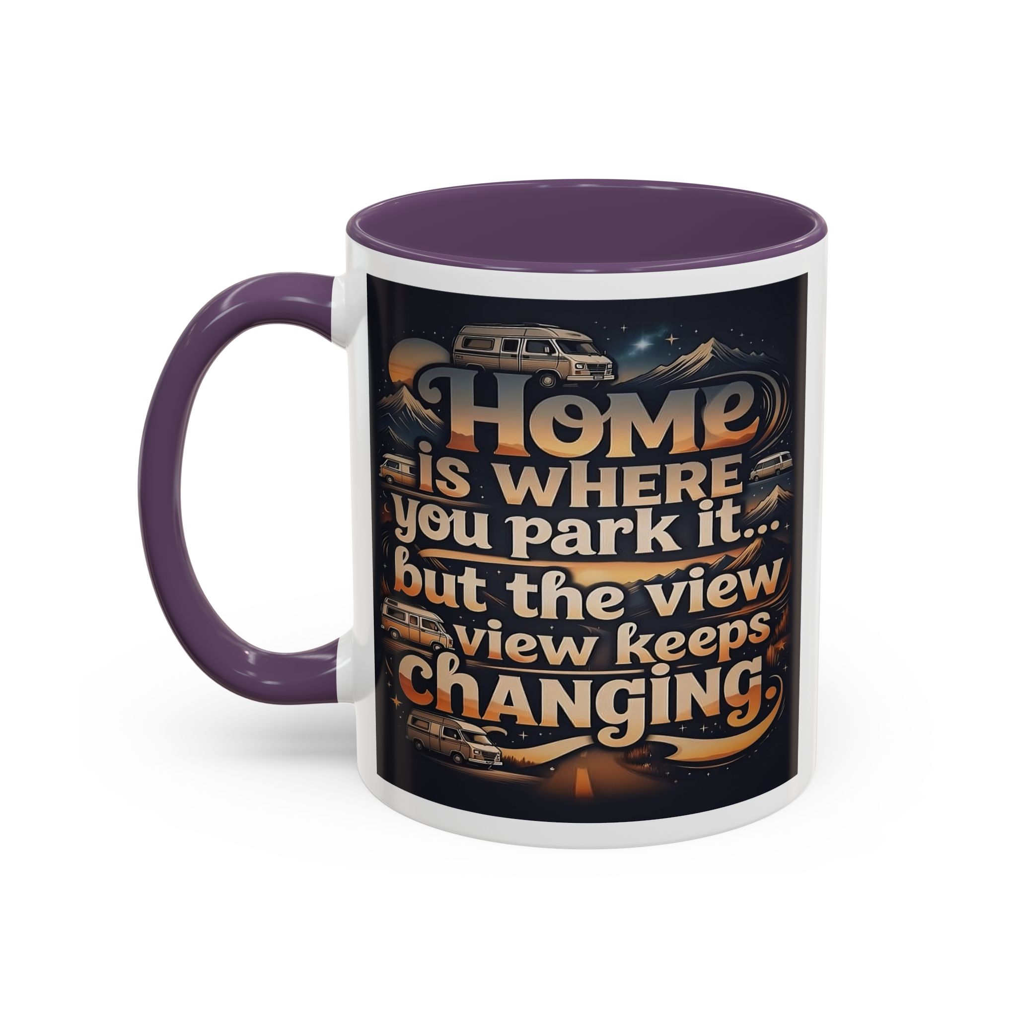 7098643223892344771_2048.jpeg Coffee Mug — "Home Is Where You Park It -But The View keep Changing" Accent Campervan Travel Mug