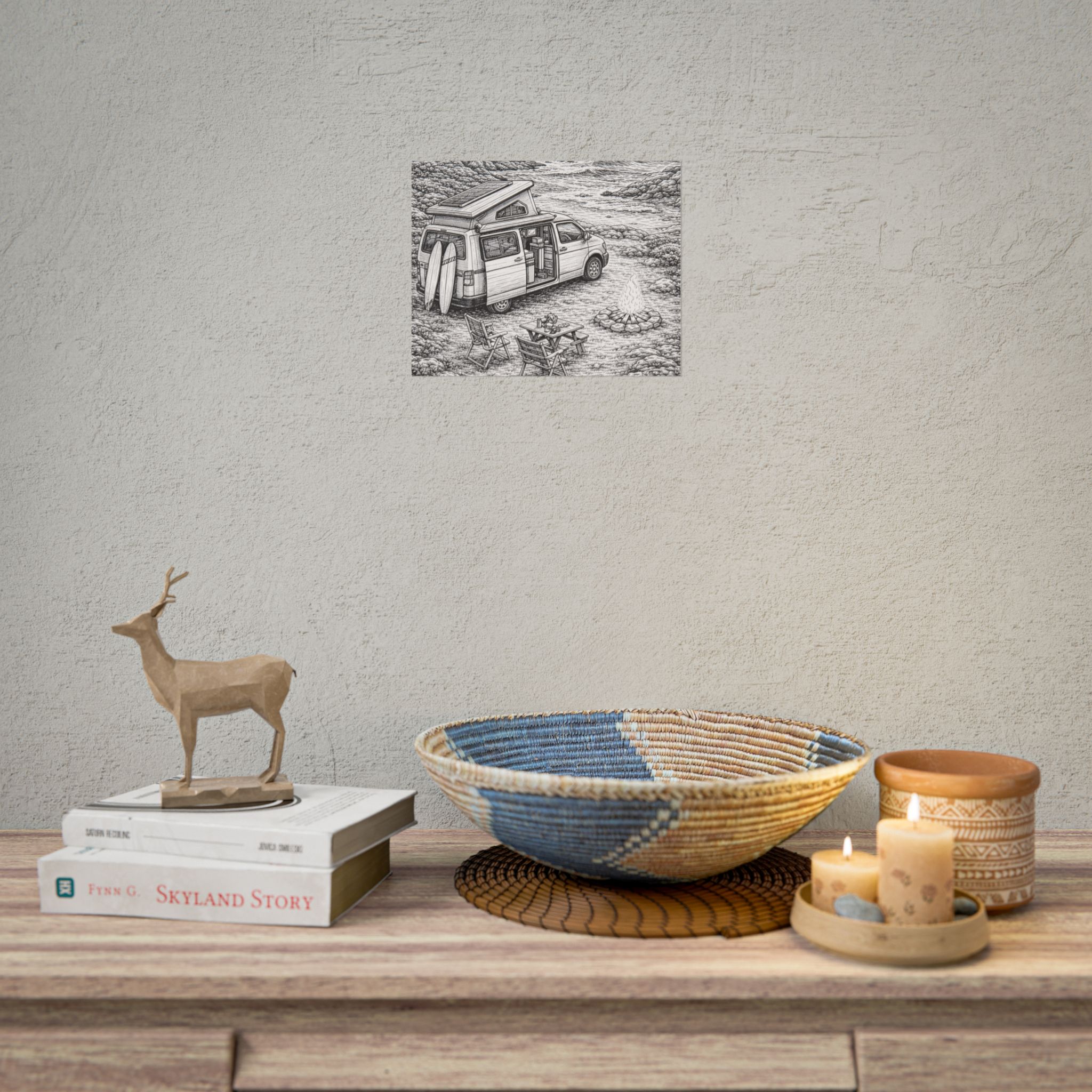 Campervan Poster — Vintage RV Camping Landscape Wall Art