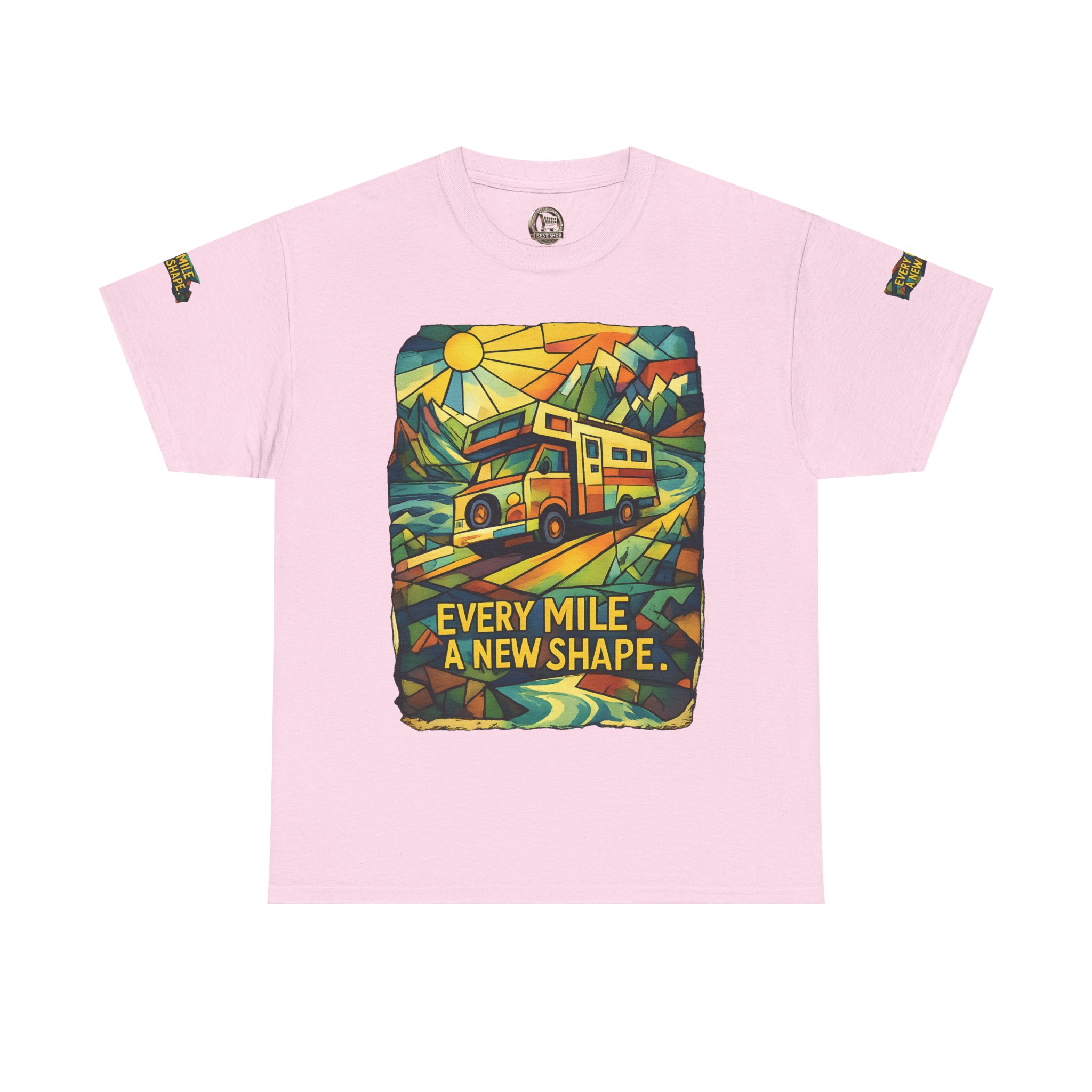 Unisex Heavy Cotton Tee — "Every Mile A New Shape" Design Cubic-Line