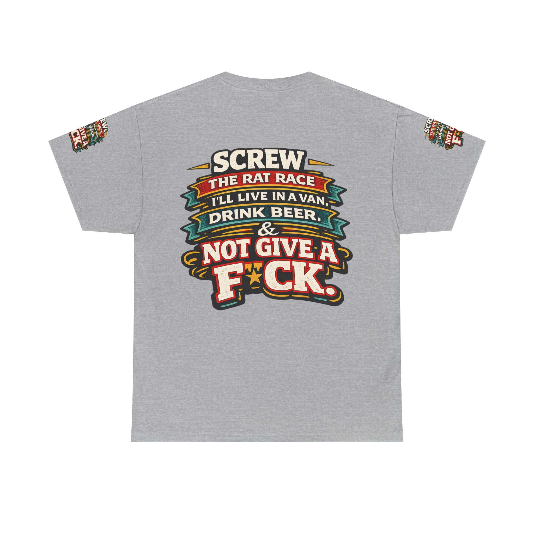 Unisex Heavy Cotton Tee — "Screw The Rat Race" Design F**K-Line