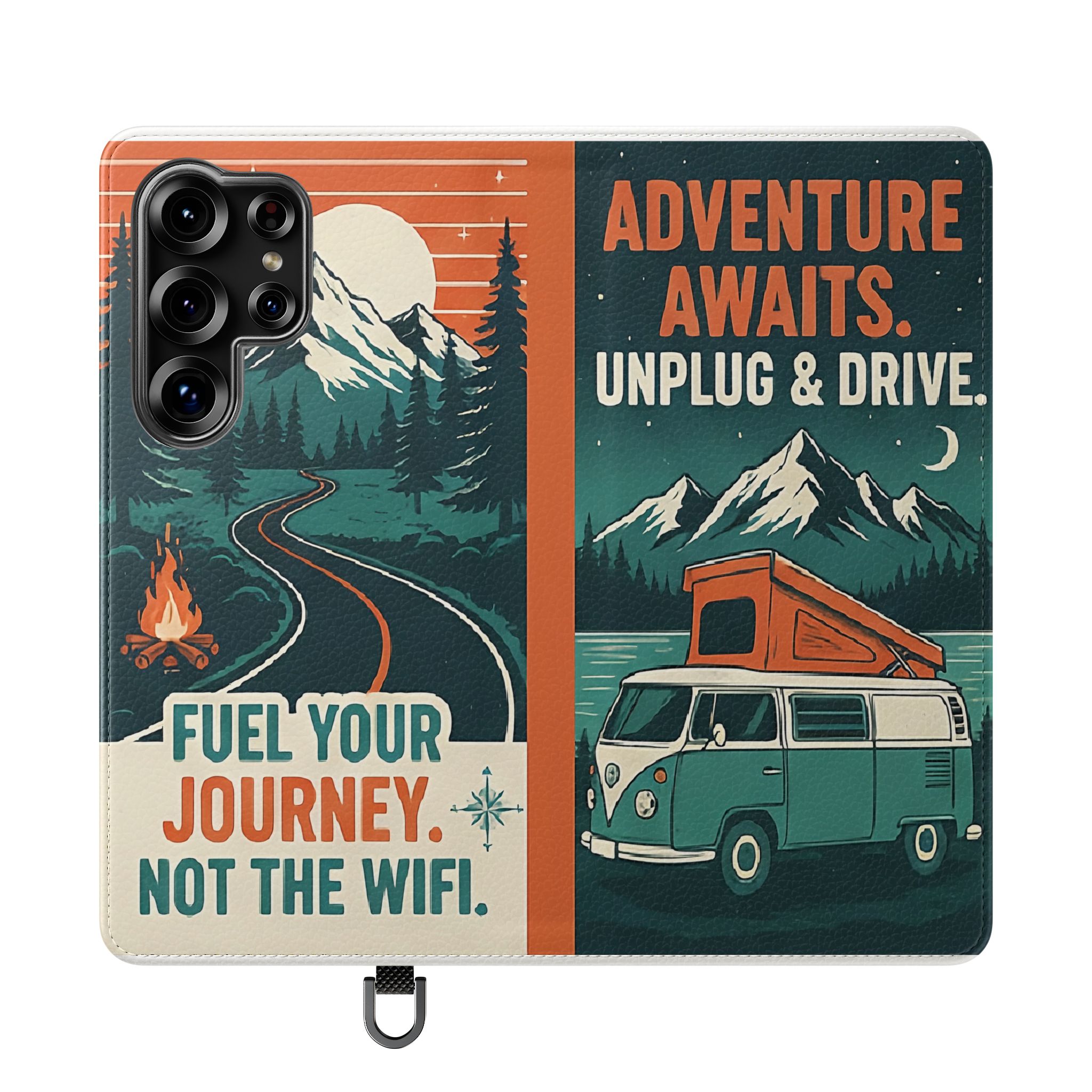 Flip Phone Case — "Adventure Awaits, Fuel Your Journey, Not the WiFi" Wallet Cover