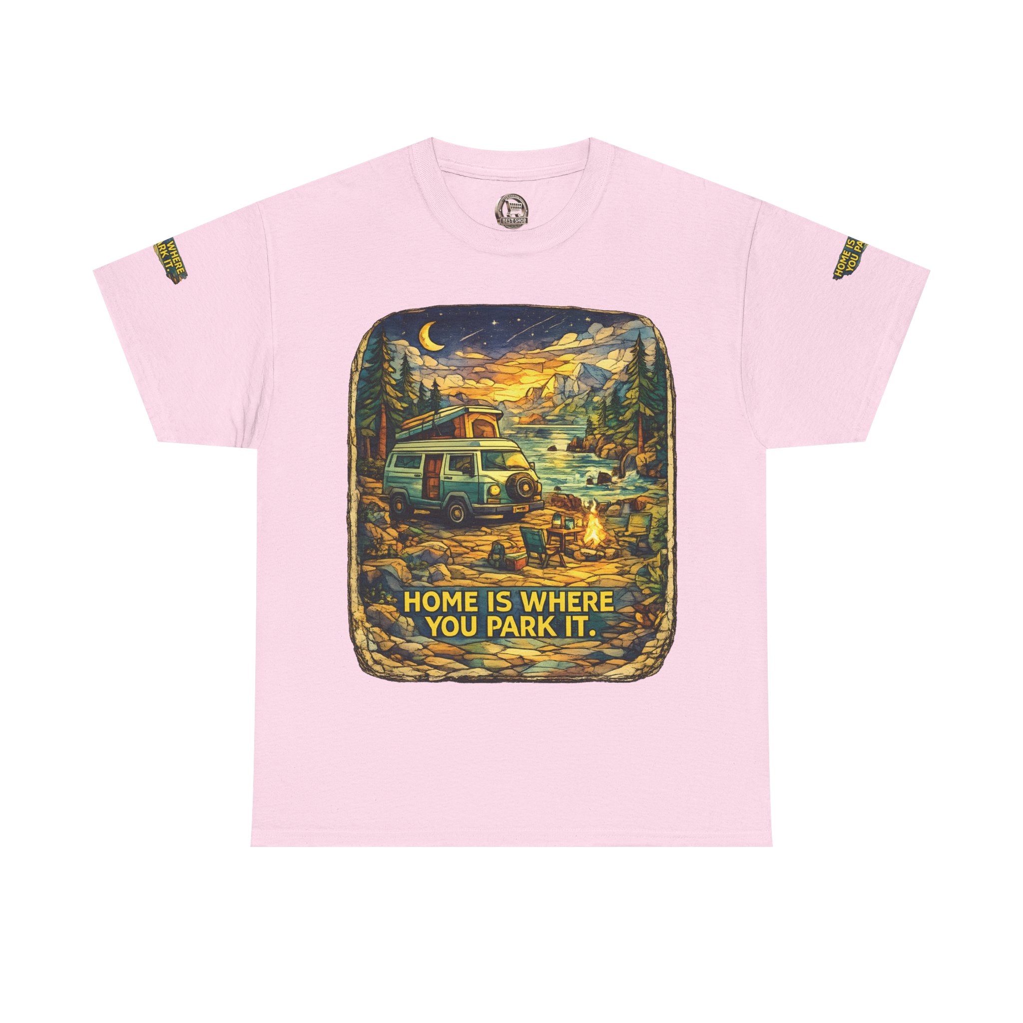 Unisex Heavy Cotton Tee — "Home Is Where You Park It" Design Cubic-Line