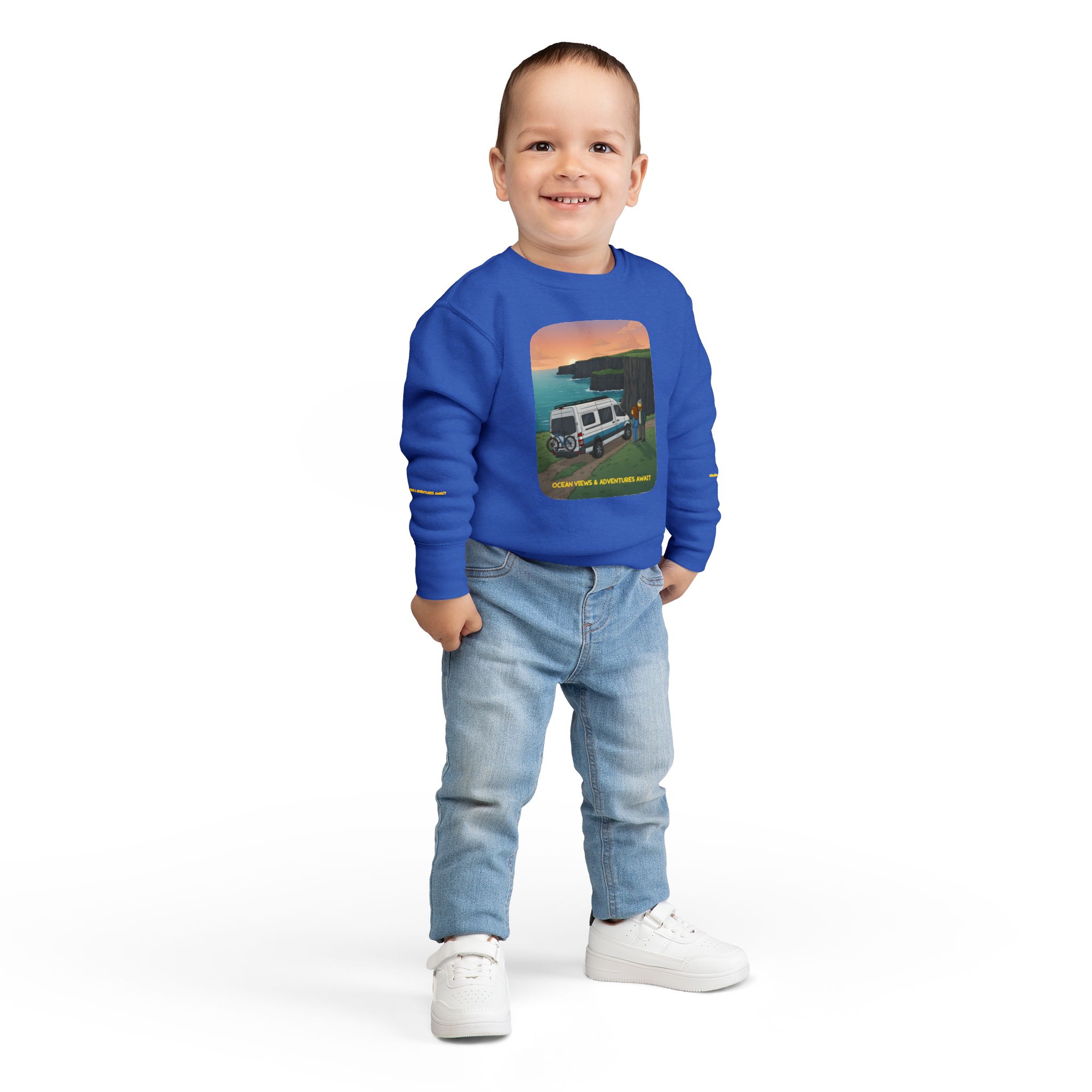 Toddler Sweatshirt - "Ocean Views-Adventures Awaits" (Design Sitcom-Line)