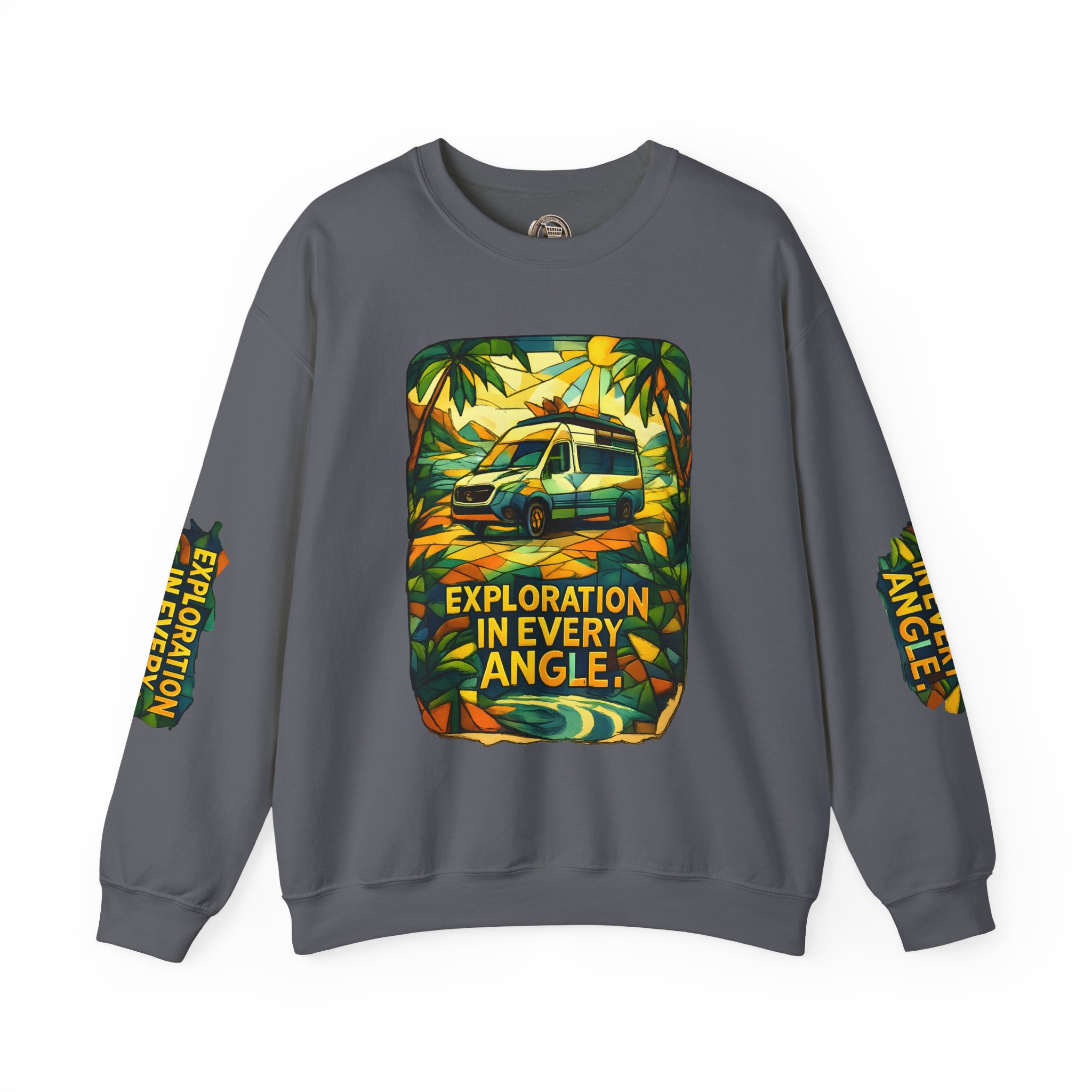 Unisex Heavy Blend™ Crewneck Sweatshirt — "Exploration In Every Angle" Design Cubic-Line