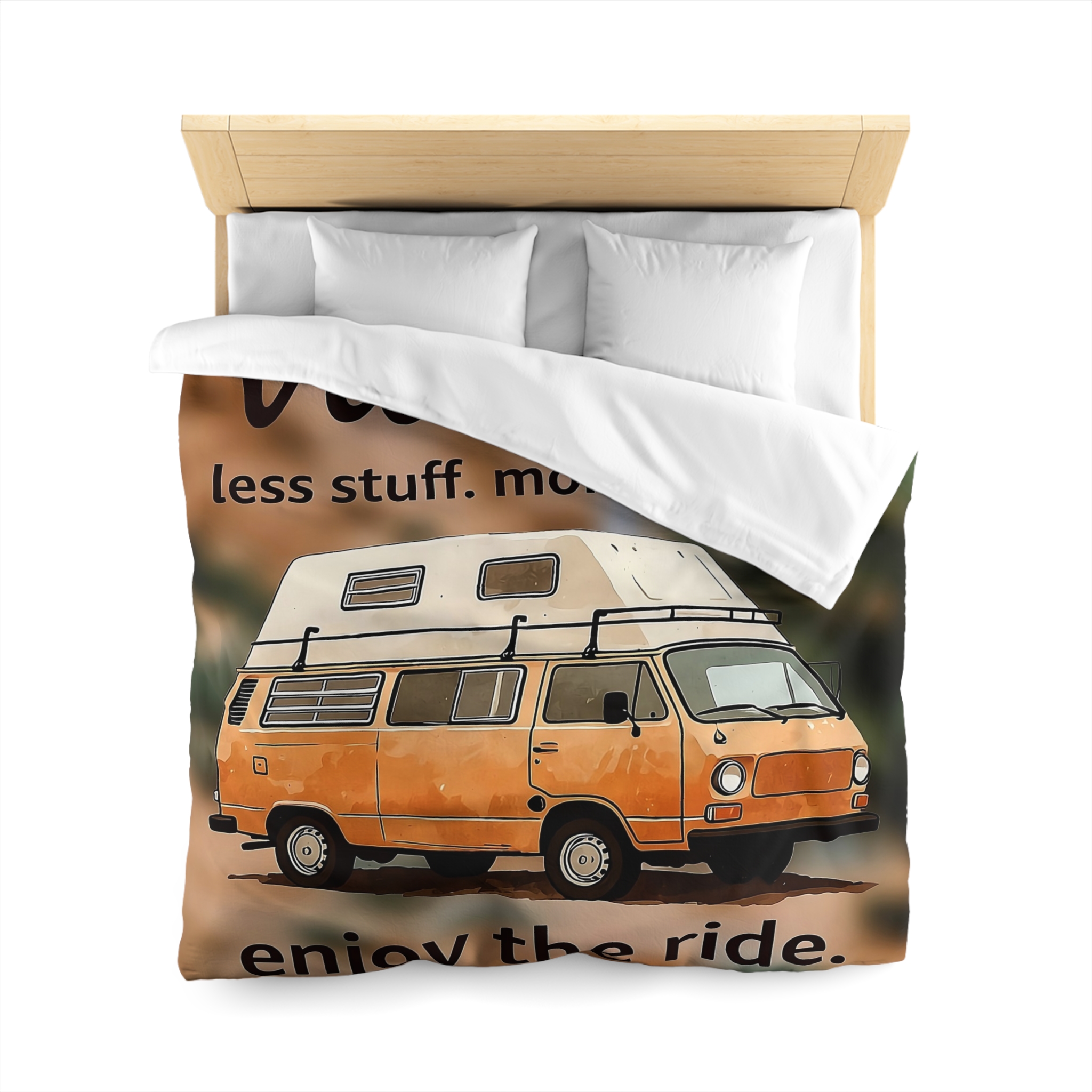 Duvet Cover – “Vanlife - Less Stuff. More Stories. Enjoy the Ride.” Camper Van Bedding