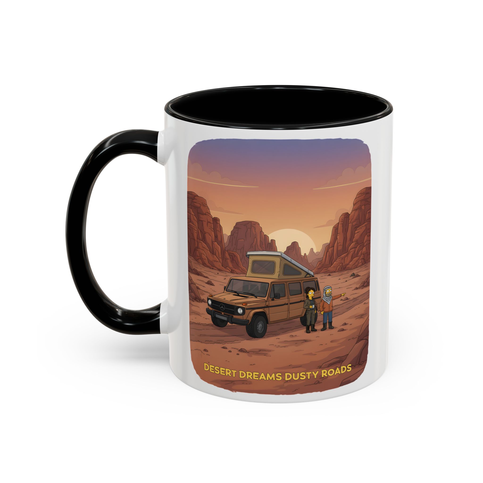 Accent Coffee Mug (11, 15oz) — "Desert Dreams Dusty Roads" Design Sitcom-Line