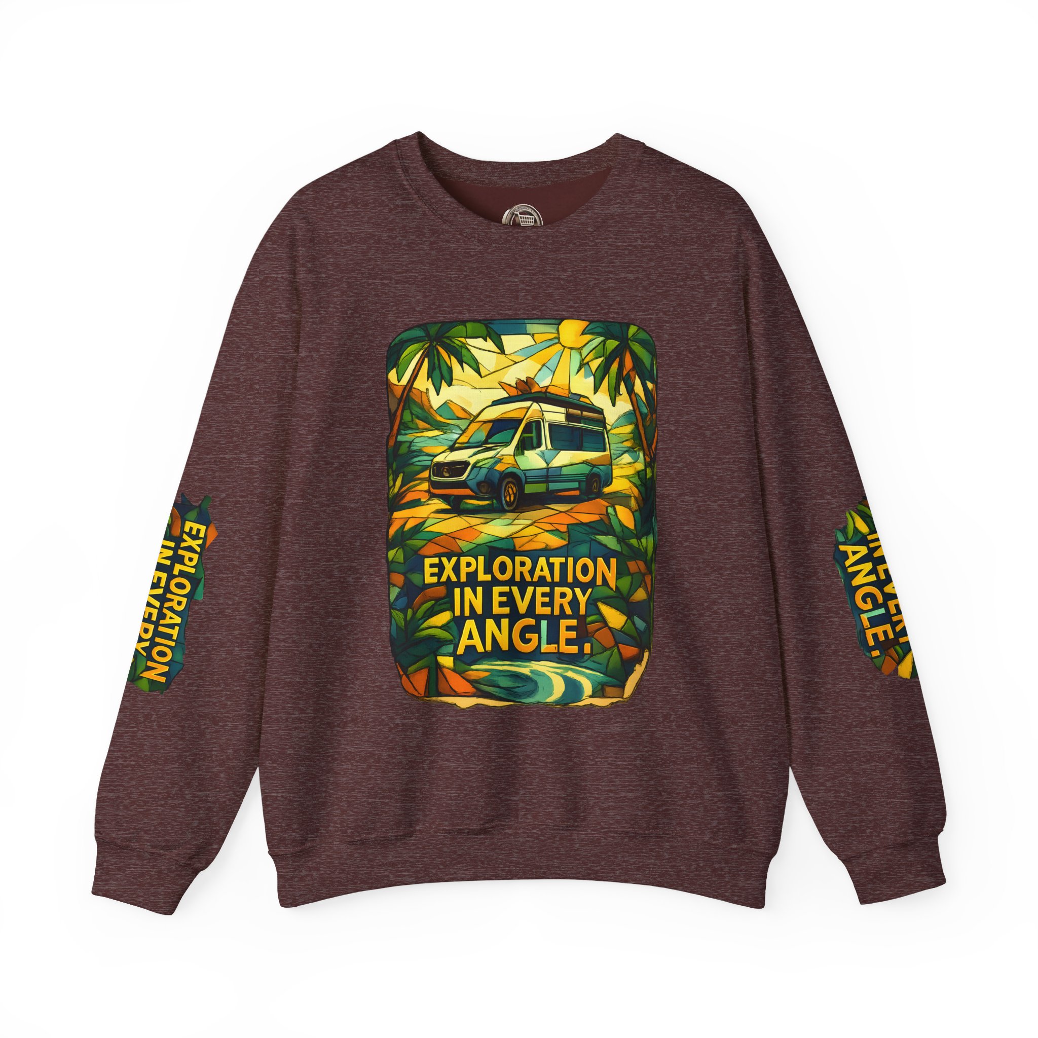 Unisex Heavy Blend™ Crewneck Sweatshirt — "Exploration In Every Angle" Design Cubic-Line