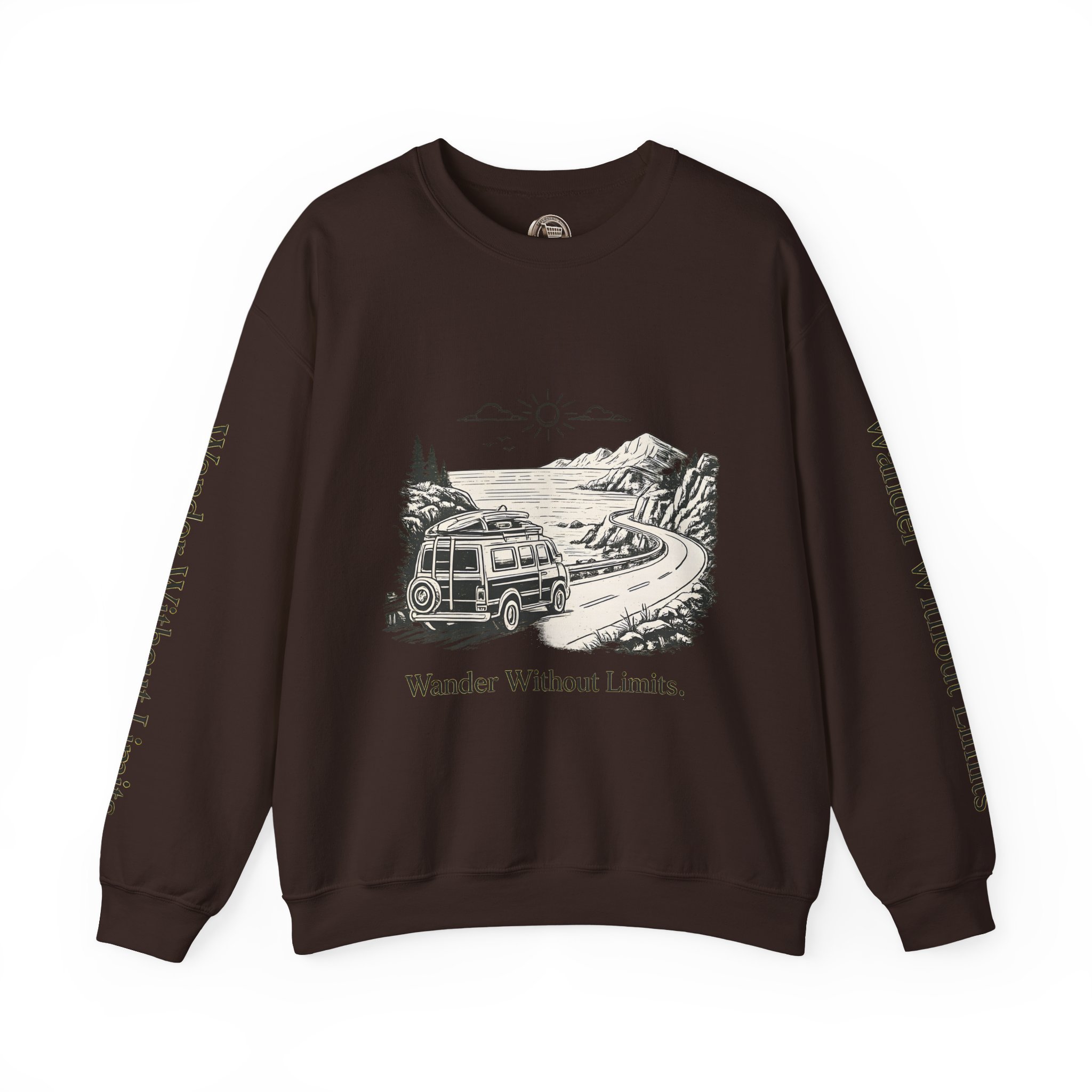 Unisex Heavy Blend™ Crewneck Sweatshirt — "Wander Without Limits" Design Minimal-Line