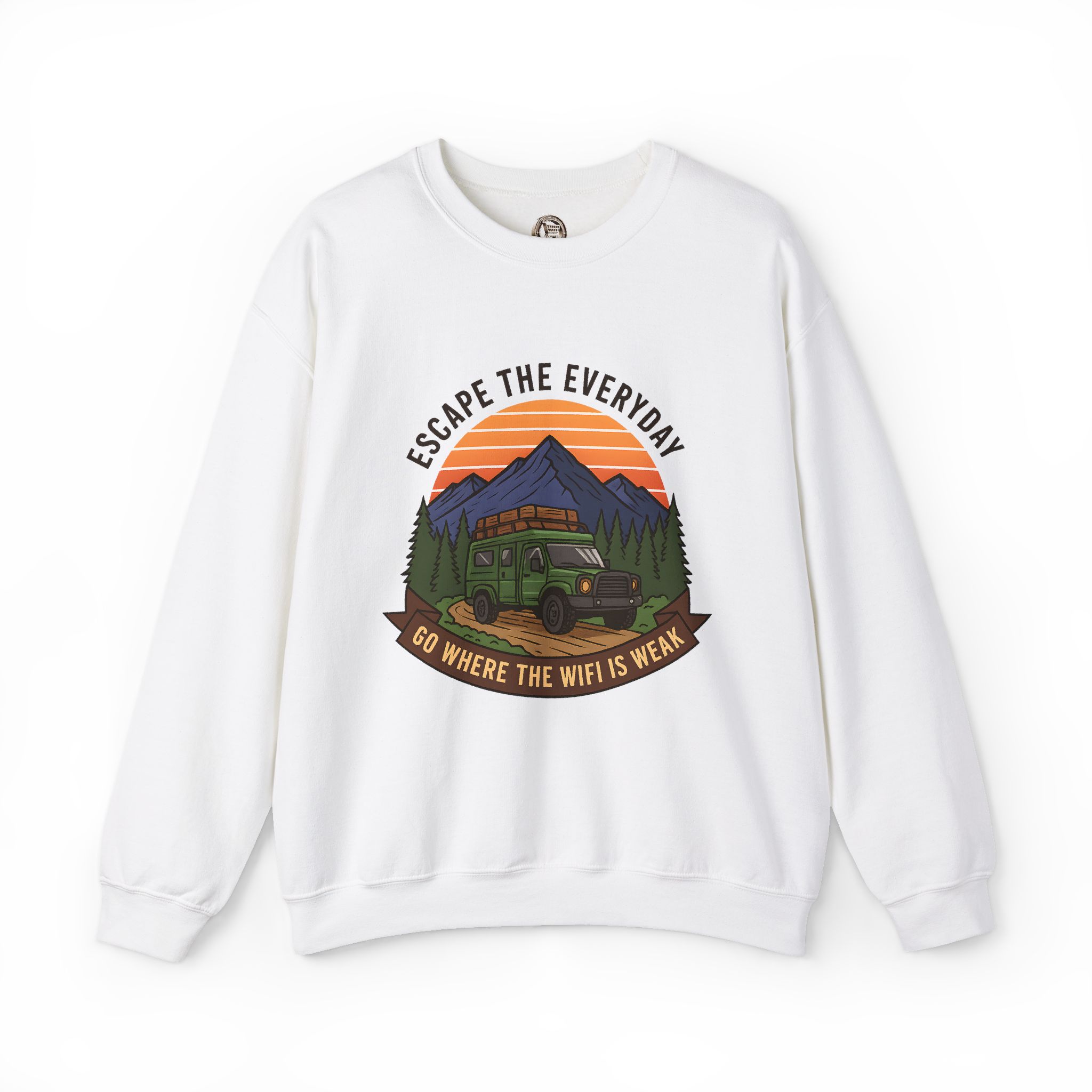 7170335487434524021_2048.jpeg Crewneck Sweatshirt — "Go Where the WiFi Is Weak" Outdoor Overland Graphic