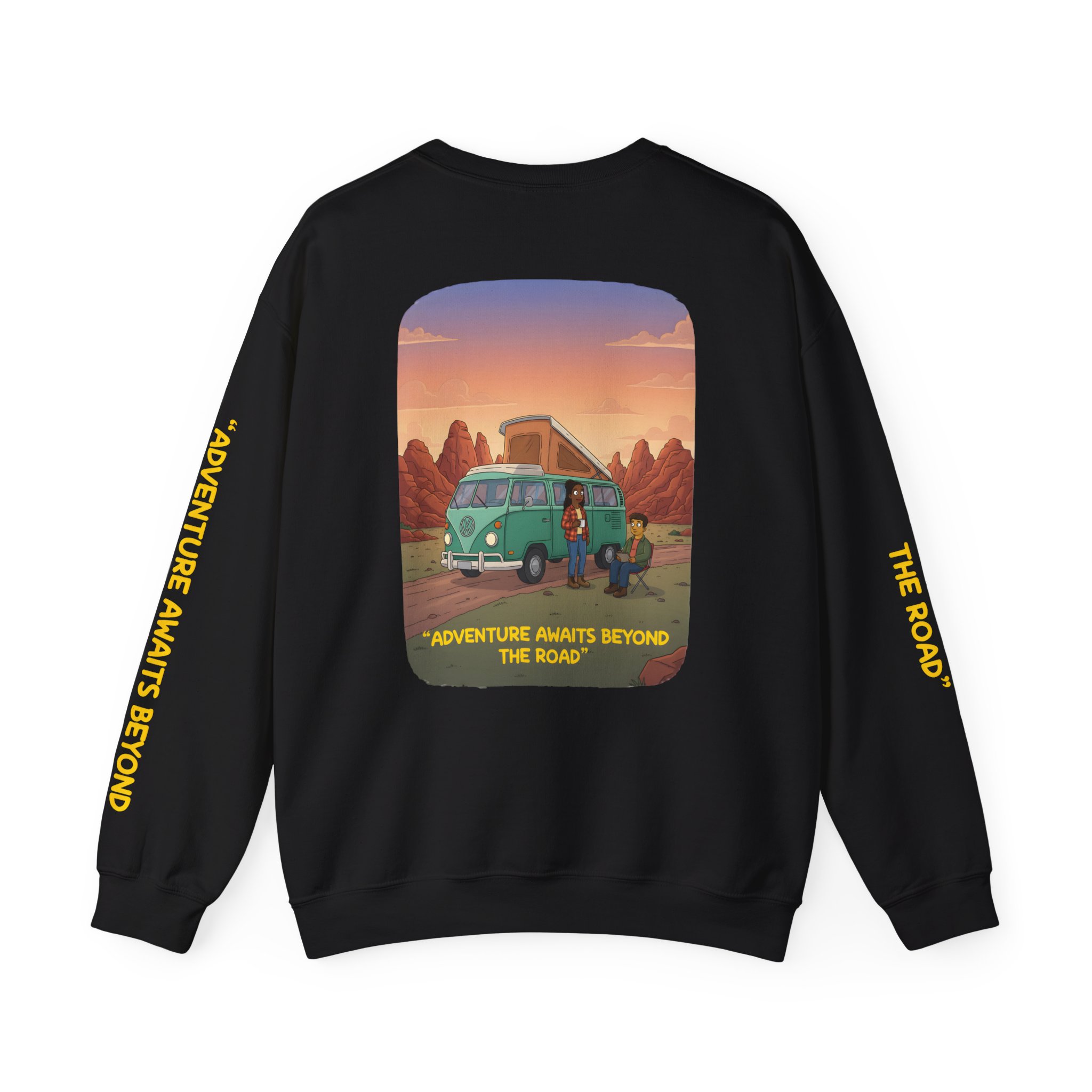 7173655464718438500_2048.jpeg Unisex Heavy Blend™ Crewneck Sweatshirt — "Adventure Awaits Beyond The Road" Design Sitcom-Line