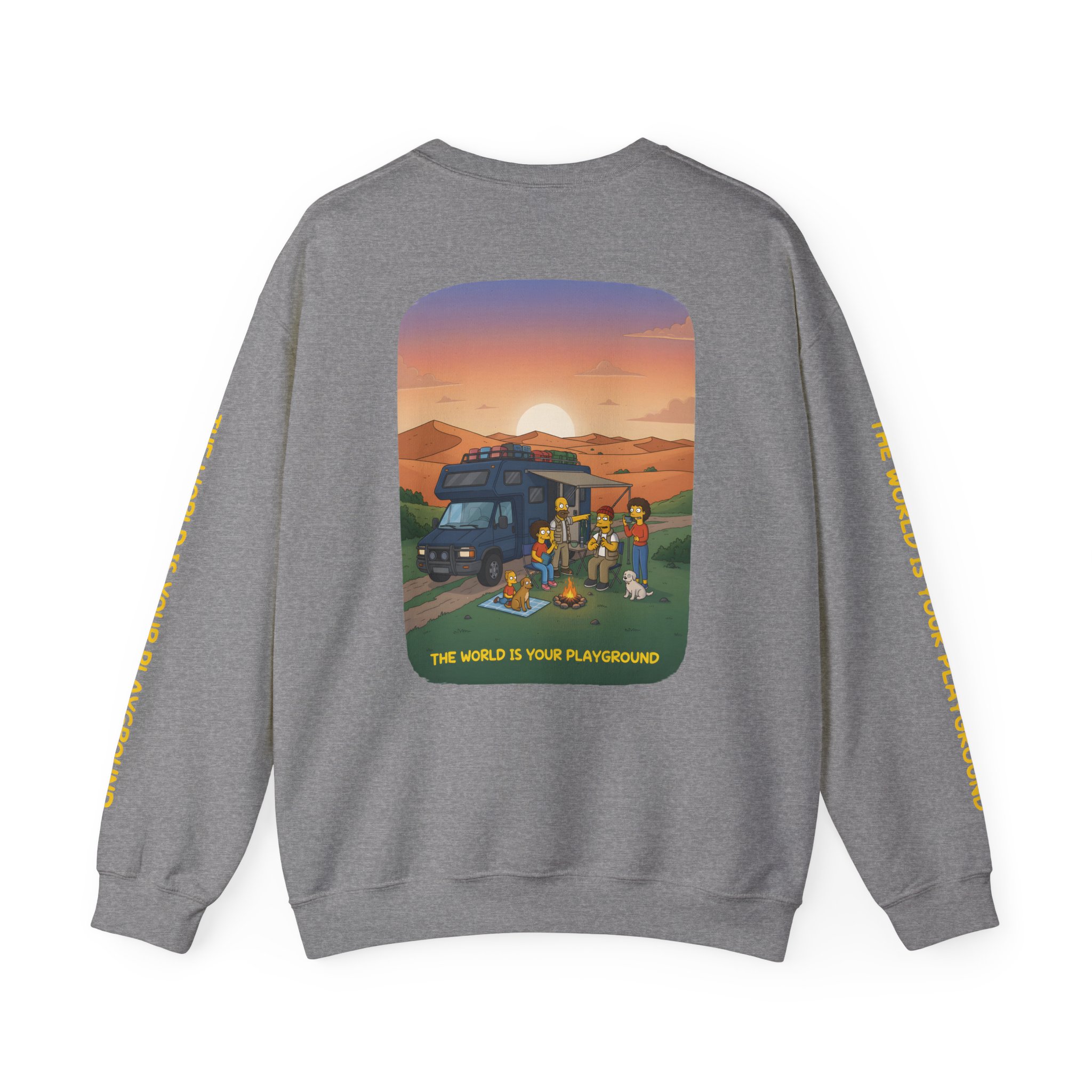 Unisex Heavy Blend™ Crewneck Sweatshirt — "The World Is Your playground" Design Sitcom-Line