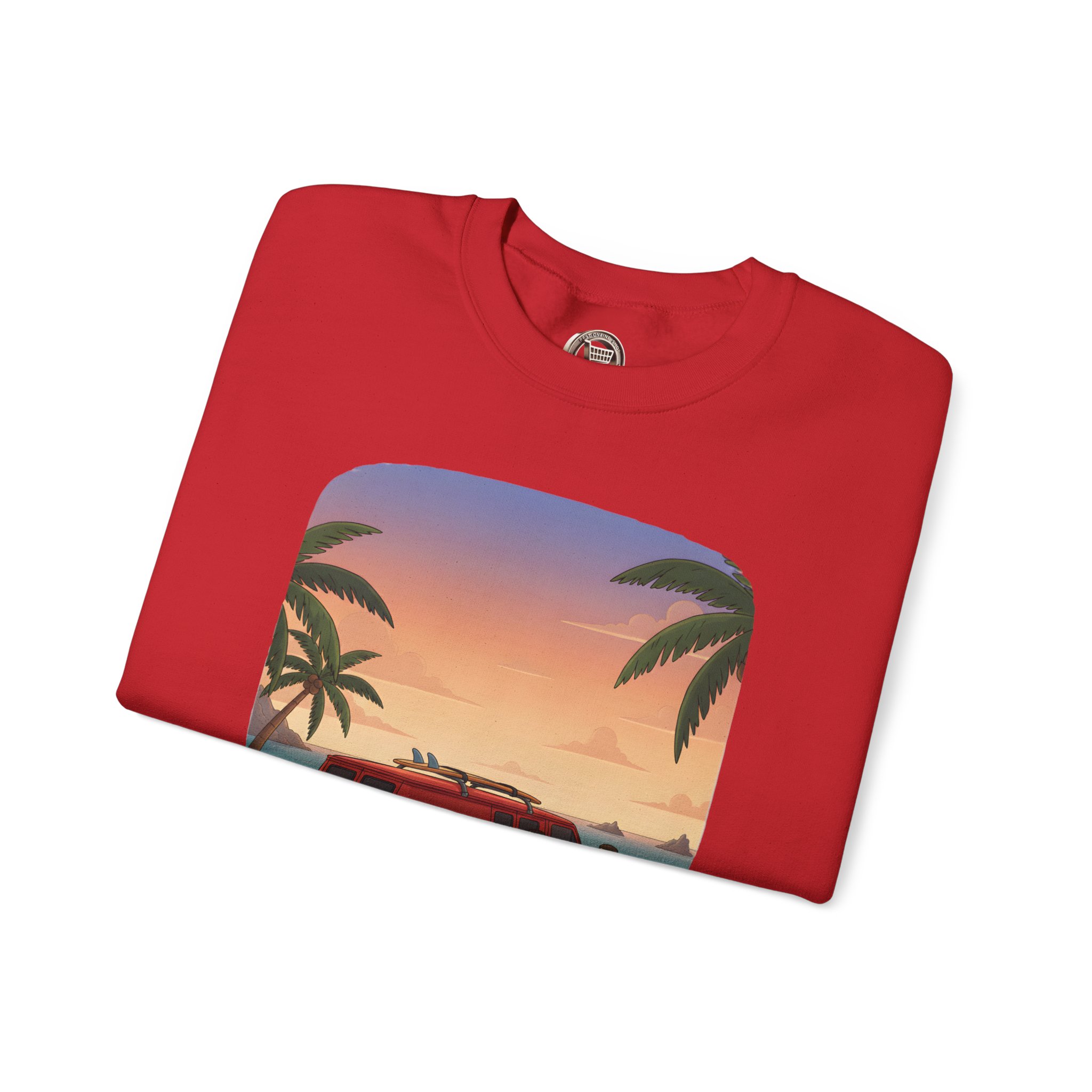 Unisex Heavy Blend™ Crewneck Sweatshirt — "Ocean Air Salty Hair Van Life" Design Sitcom-Line