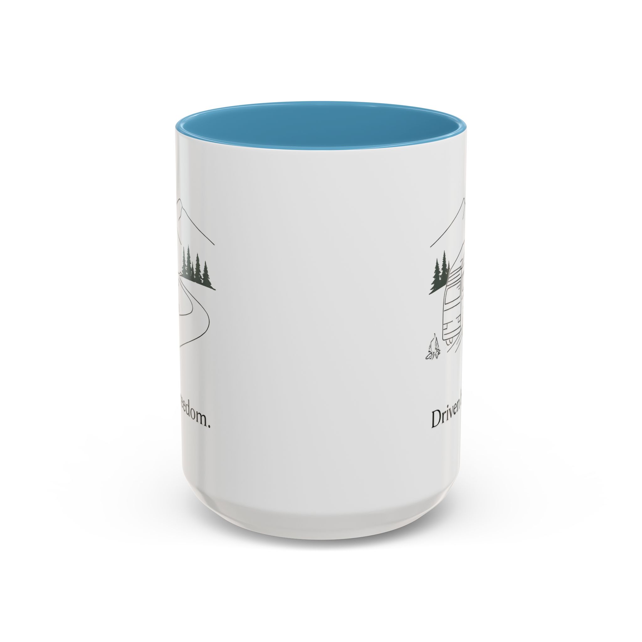 Accent Coffee Mug (11, 15oz) — "Driven By Freedom" Design Minimal-Line