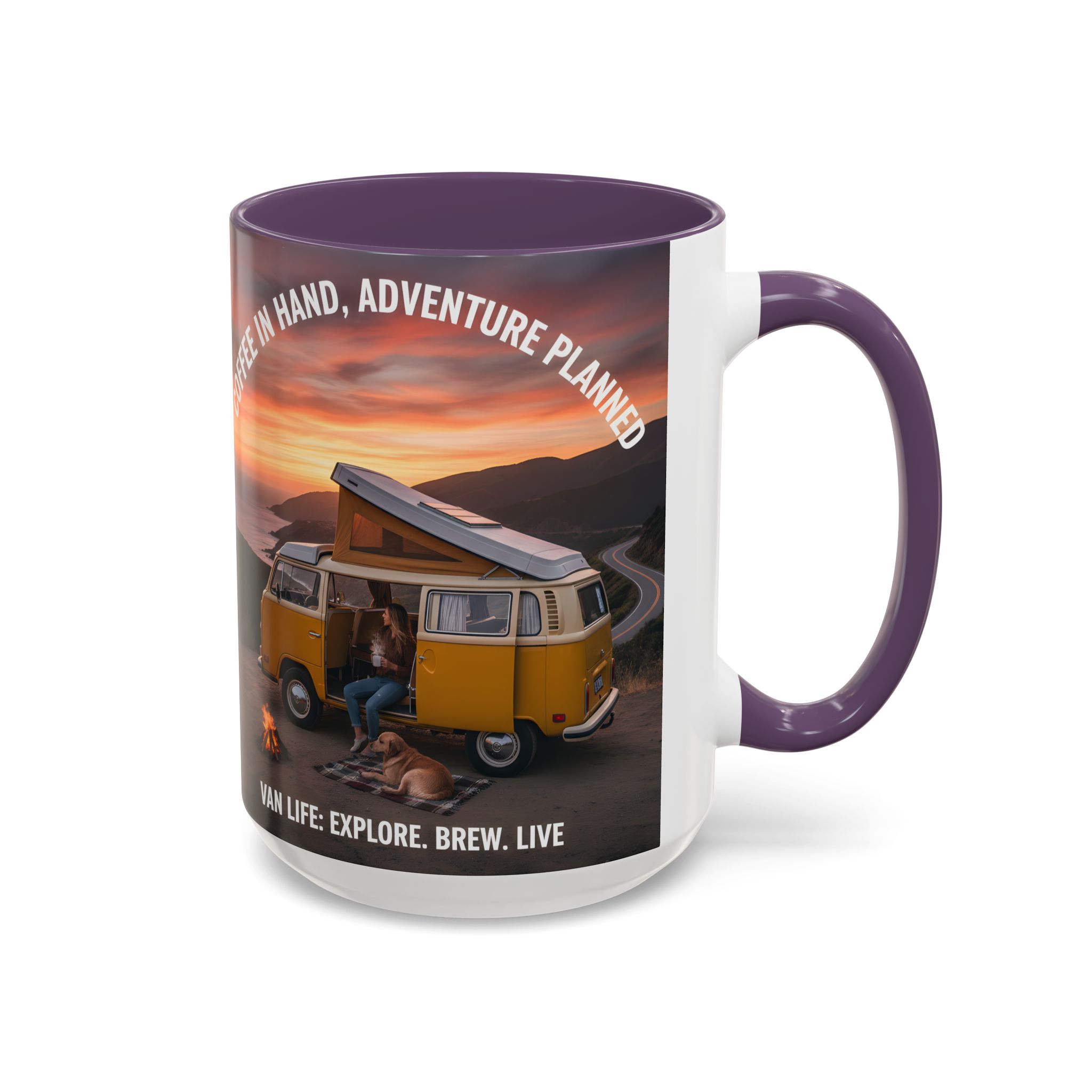 Accent Coffee Mug (11, 15oz) - "Coffee in Hand, Adventure Planned"