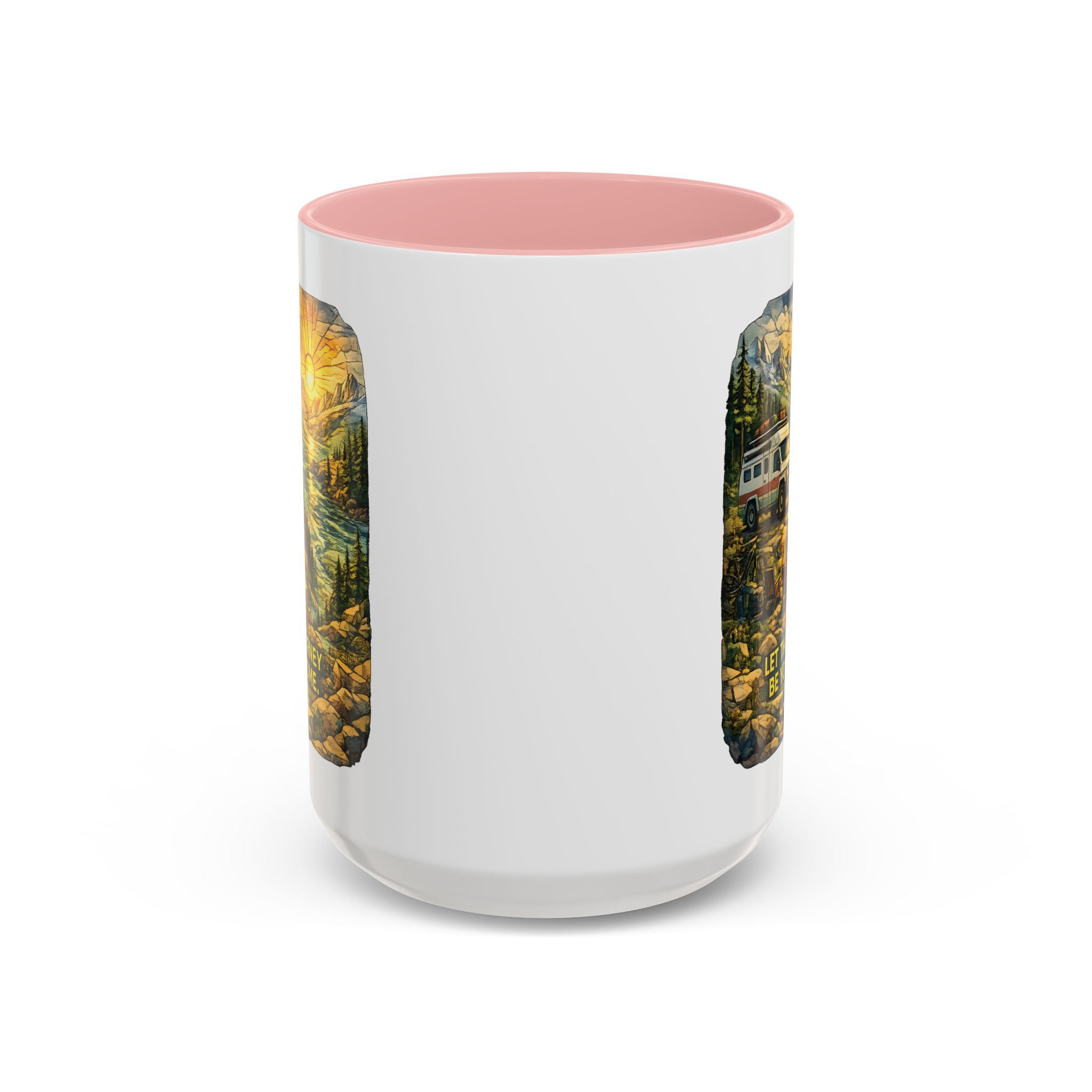 Accent Coffee Mug (11, 15oz) — "Let The Journey Be Your Home" Design Cubic-Line