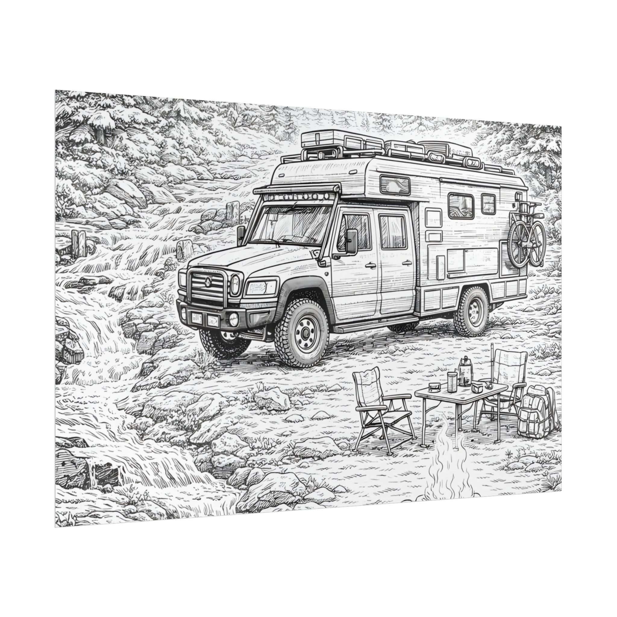 Campervan Poster — Vintage RV Camping Landscape Wall Art