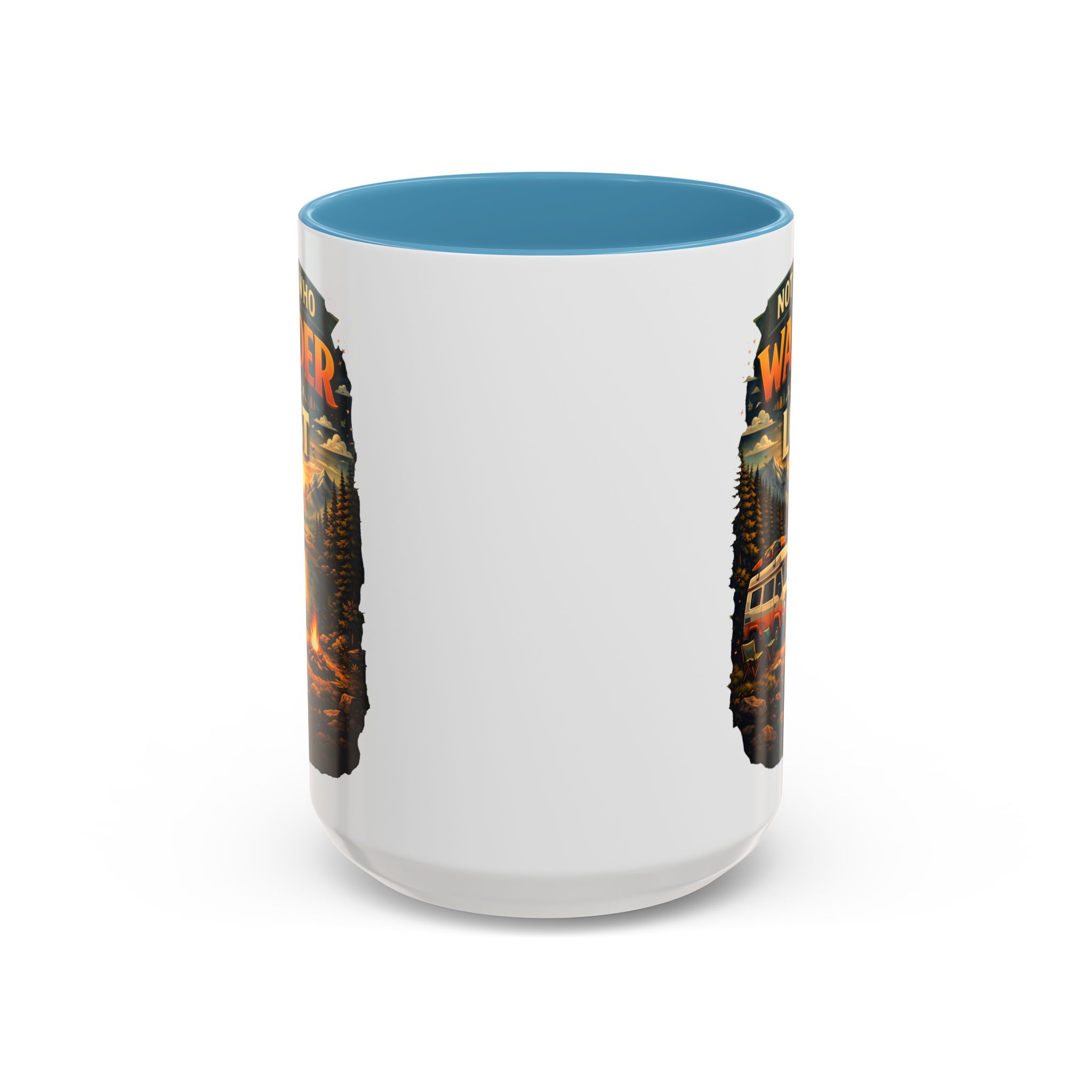 Accent Coffee Mug (11, 15oz) — "Not All Who Wander Are Lost" Design Scenic-Line