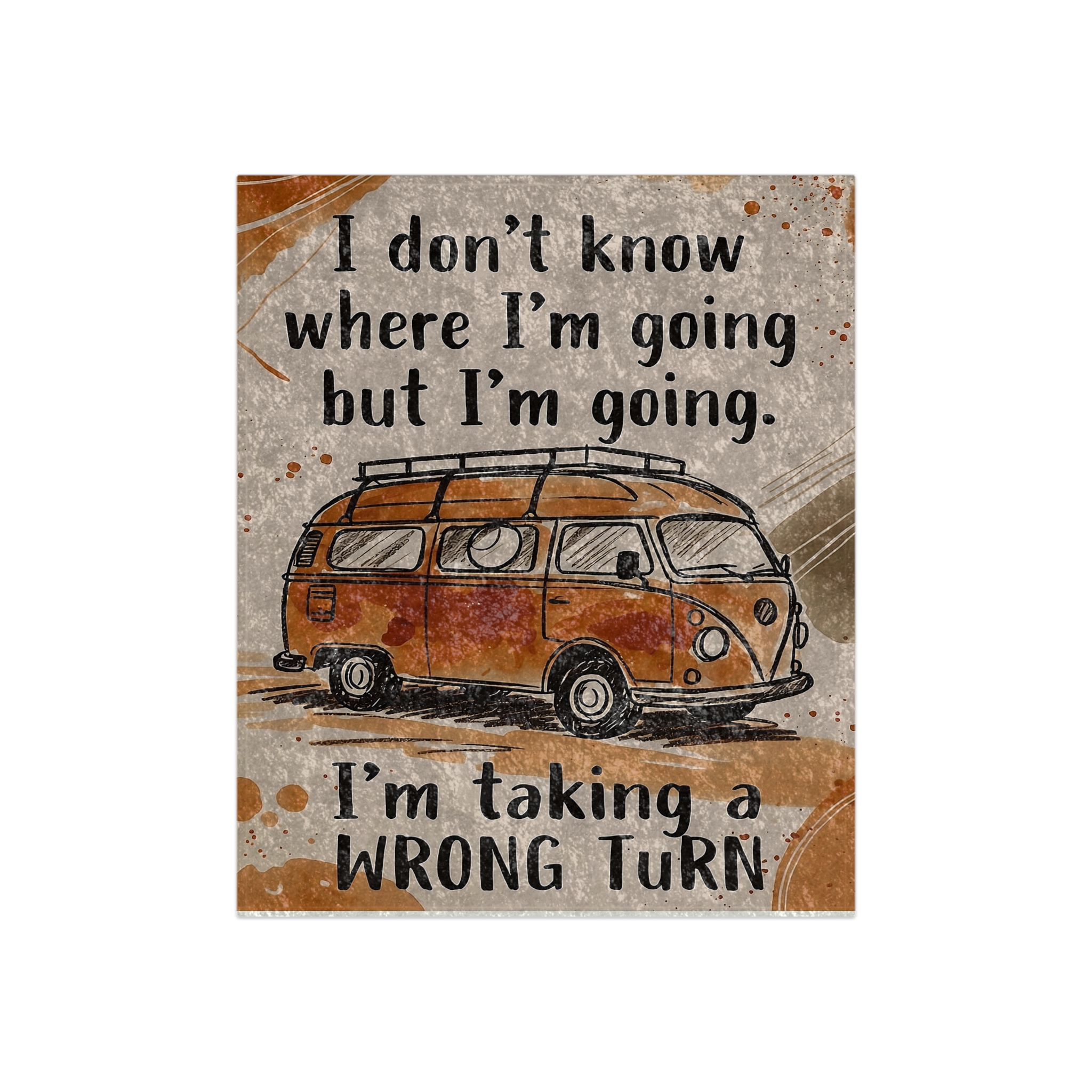 Crushed Velvet Blanket — 'I Don't Know Where I'm Going' Retro Van Throw