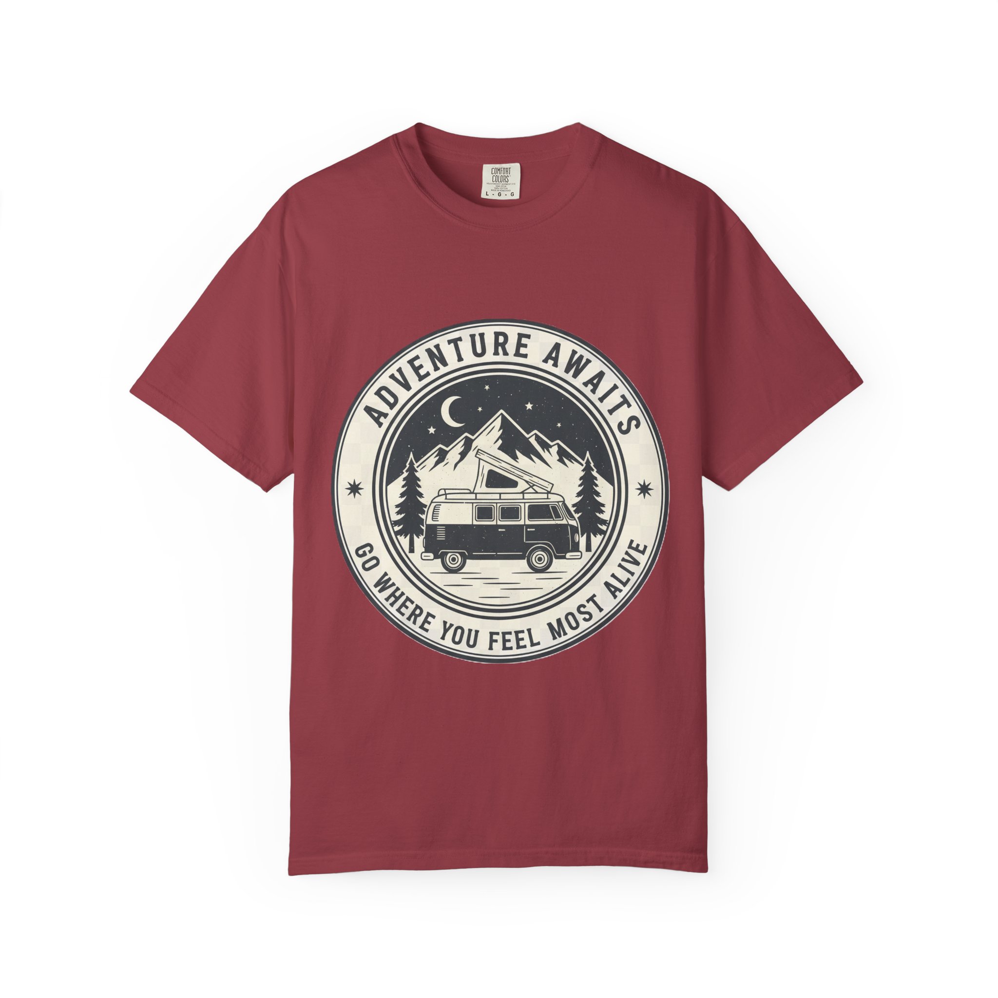 7199707633345574730_2048.jpeg T-Shirt — "Adventure Awaits-Go Where You Feel Most Alive" (Front + Back Printed) Outdoor Travel Tee